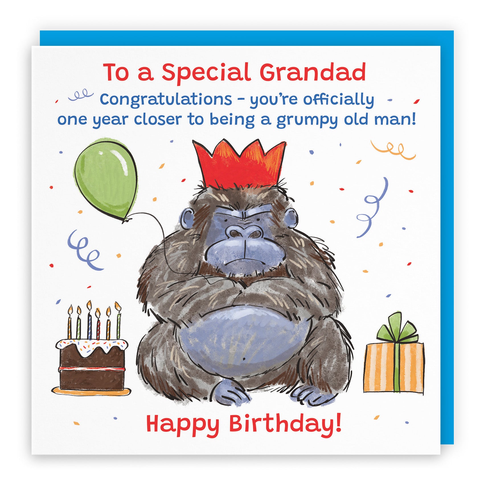 Male Grumpy Gorilla Birthday Card Animal Party