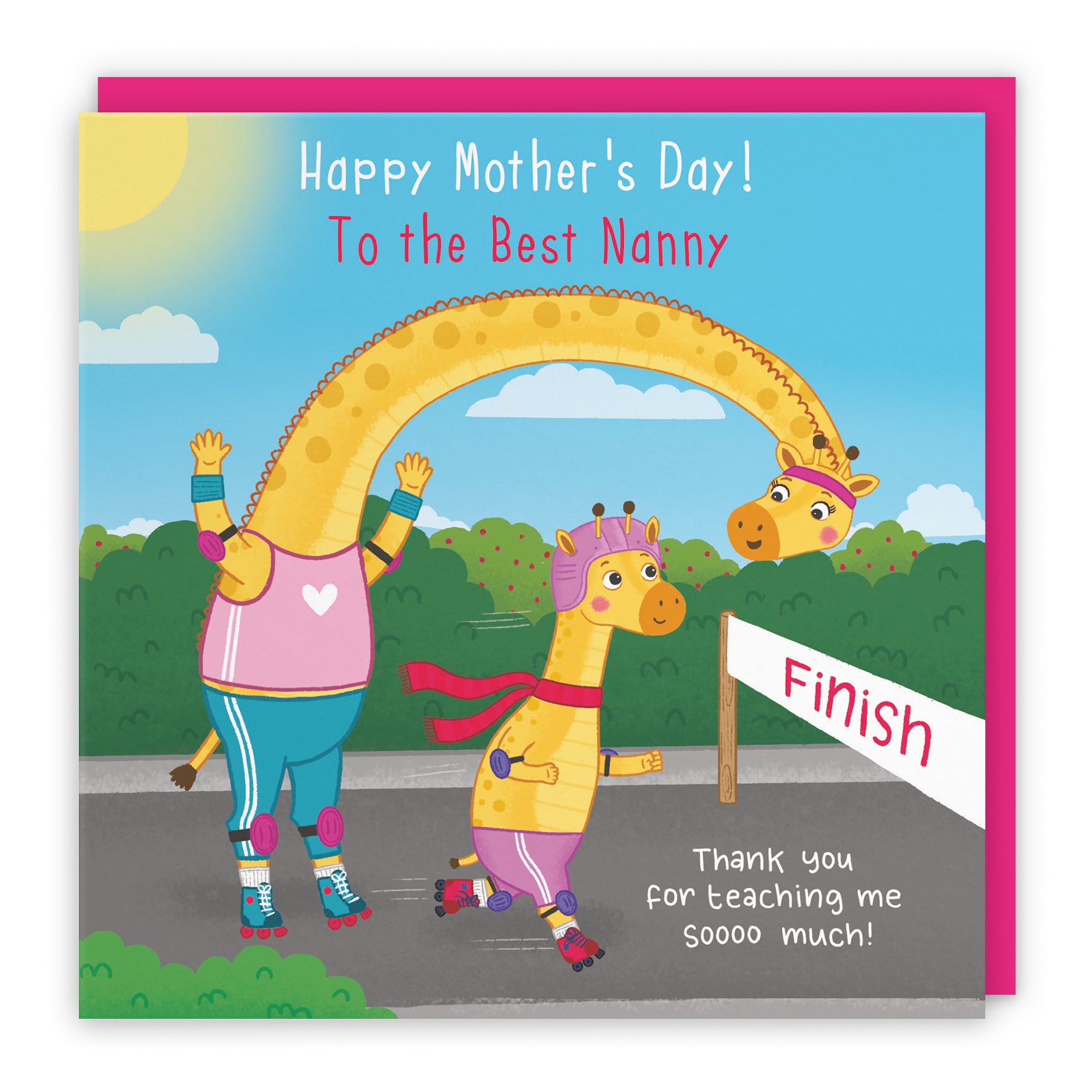 Mother's Day Card Cute Skating Giraffes Iconic