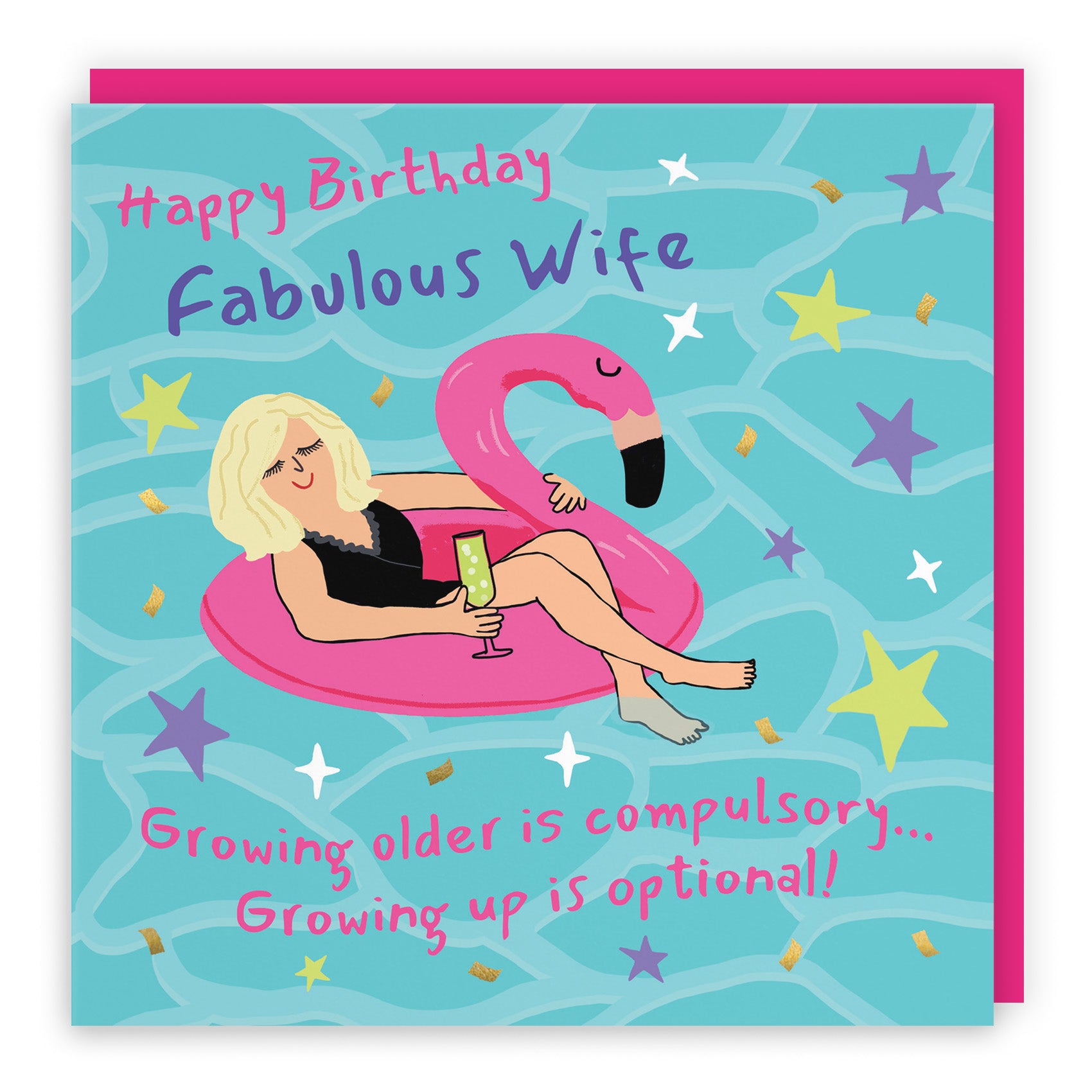 Female Flamingo Float Birthday Card Laugh Out Loud