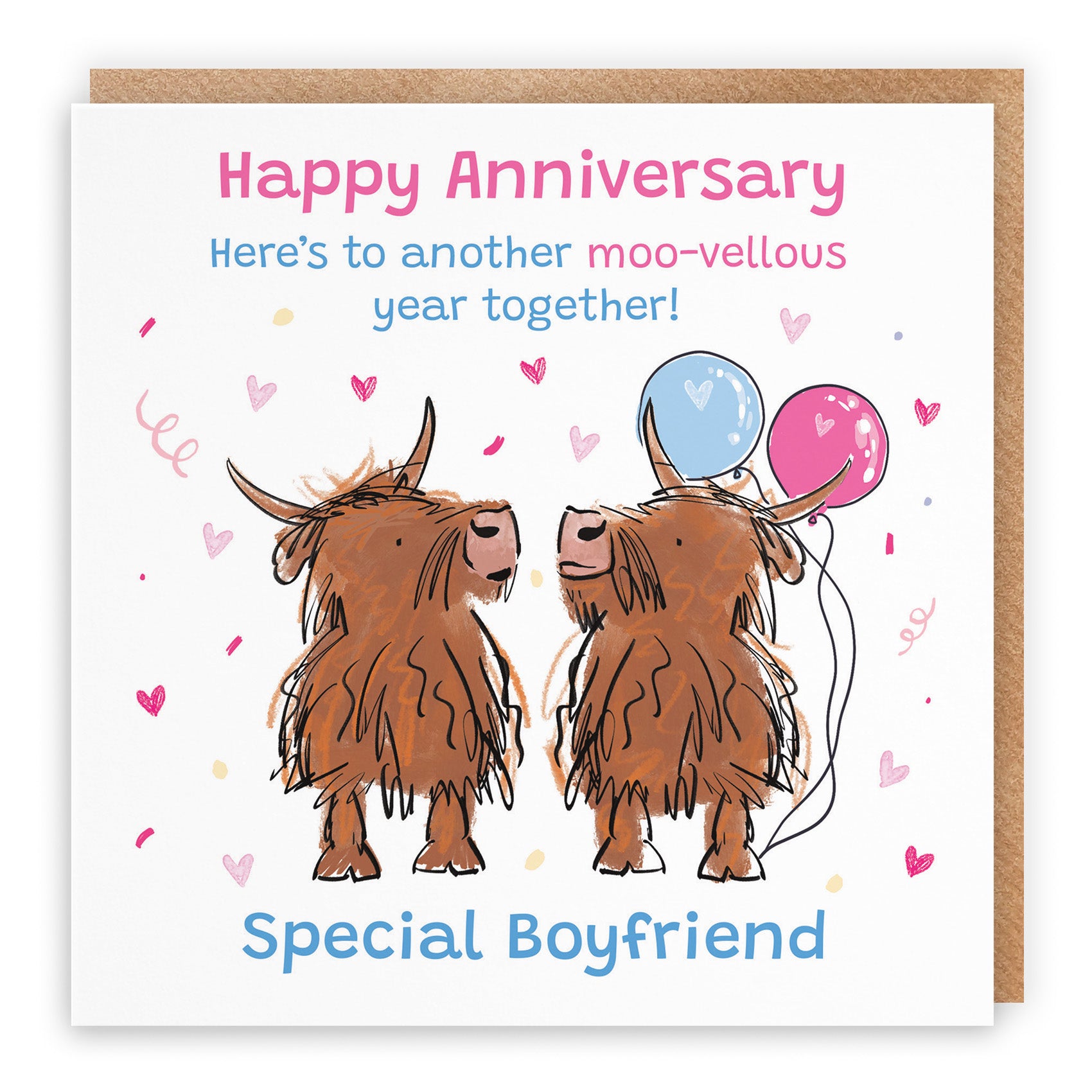 Highland Cows Anniversary Card Animal Party