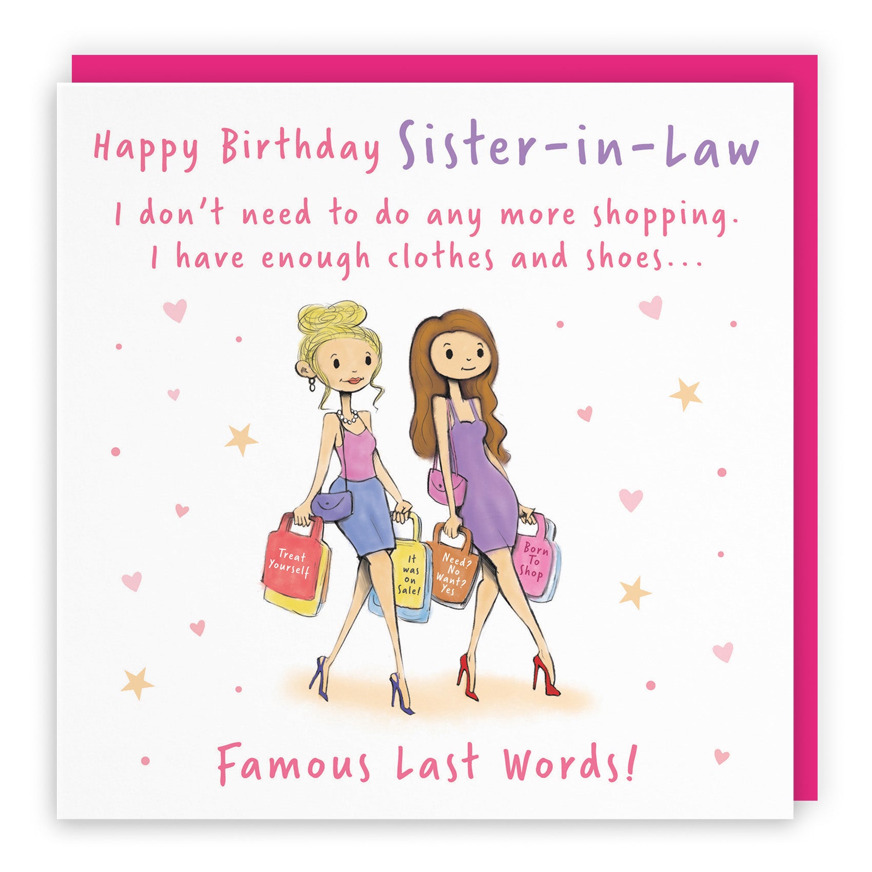 Female Shopping Birthday Card Silly Squiggles