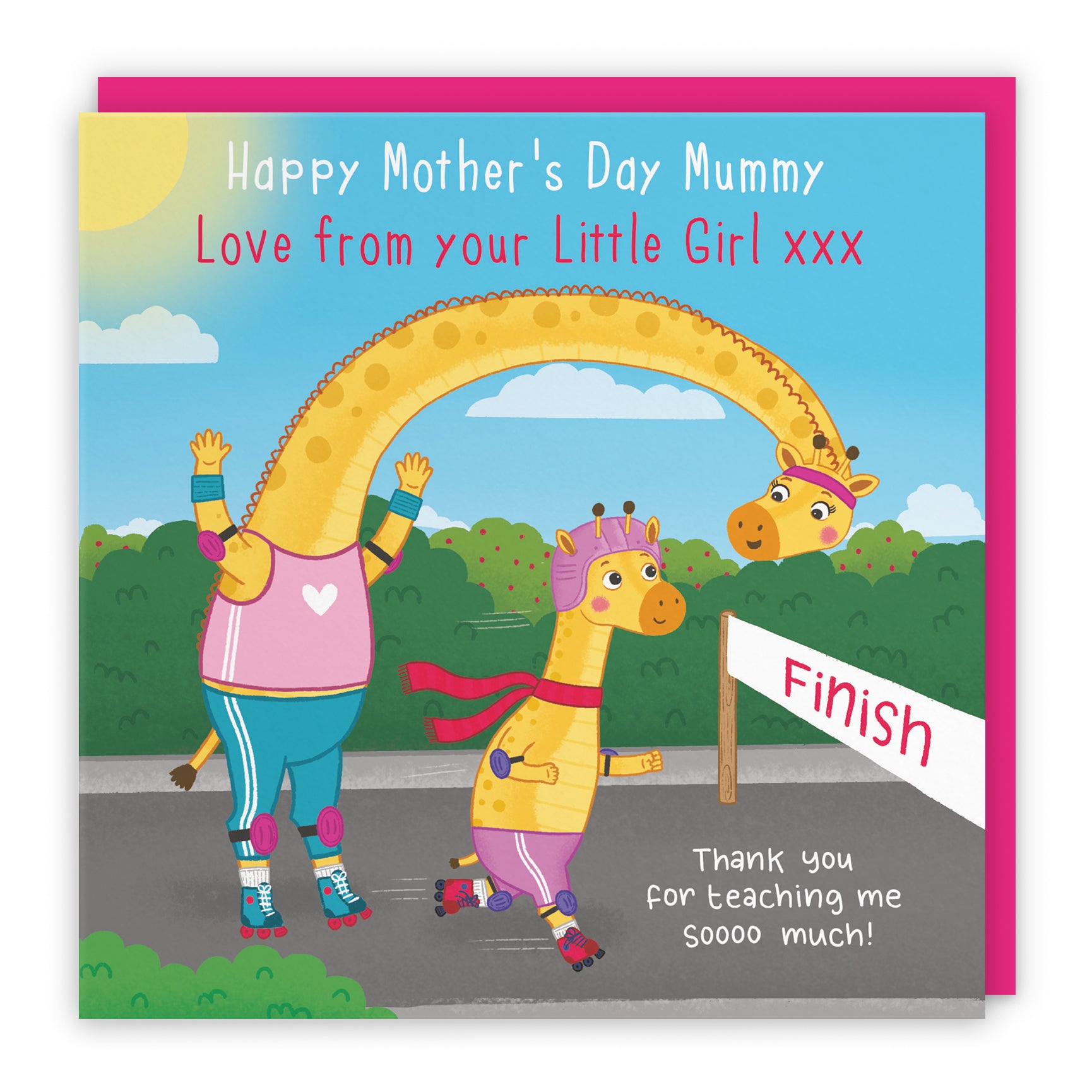 Mother's Day Card Cute Skating Giraffes Iconic