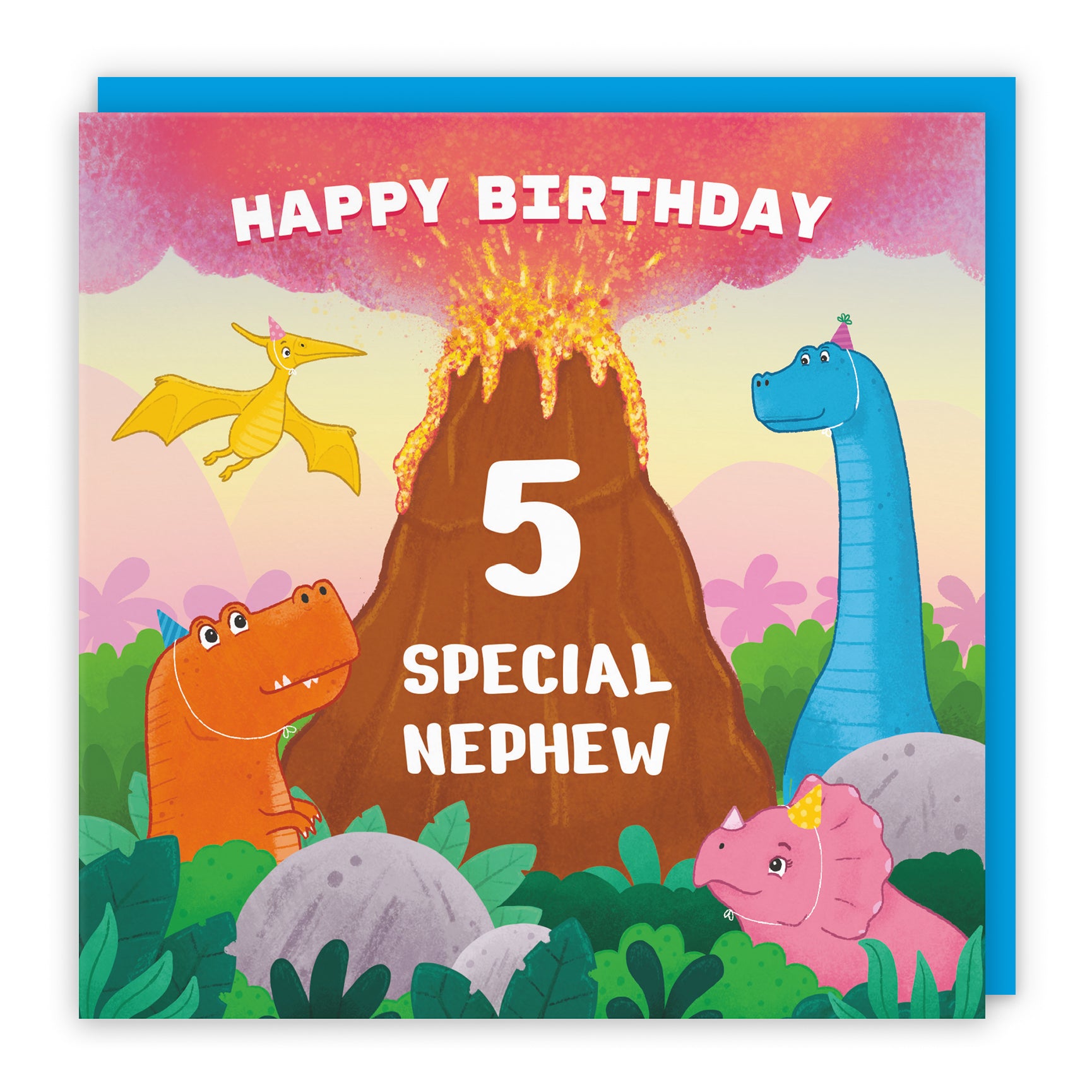 Dinosaur Birthday Card Volcano Imagination