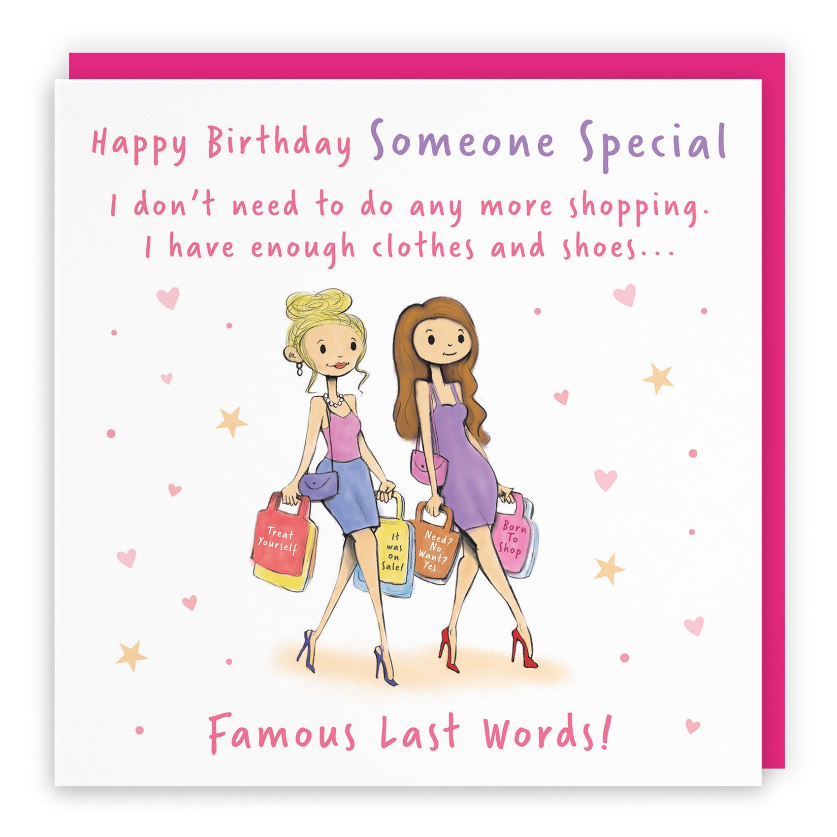 Female Shopping Birthday Card Silly Squiggles