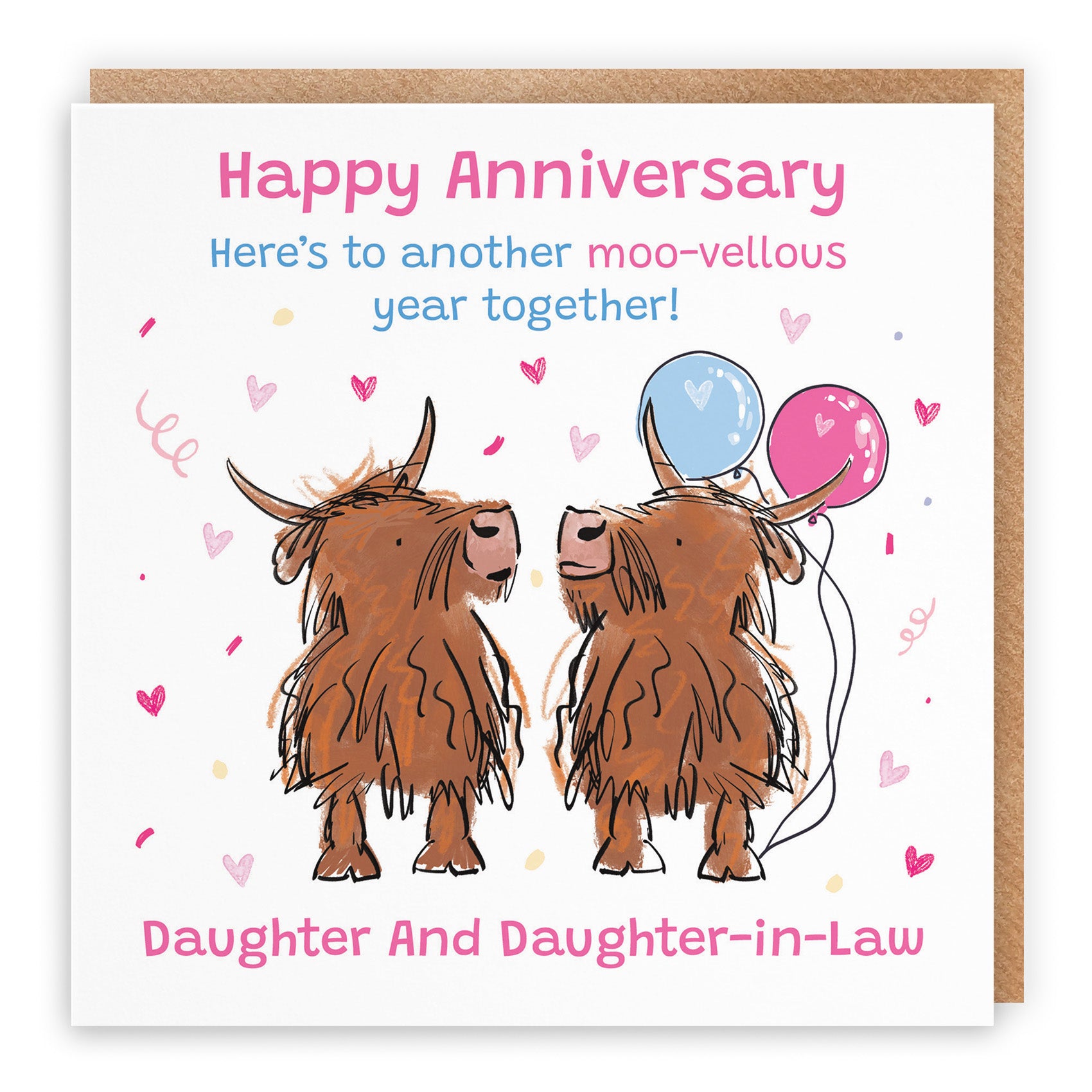 Highland Cows Anniversary Card Animal Party