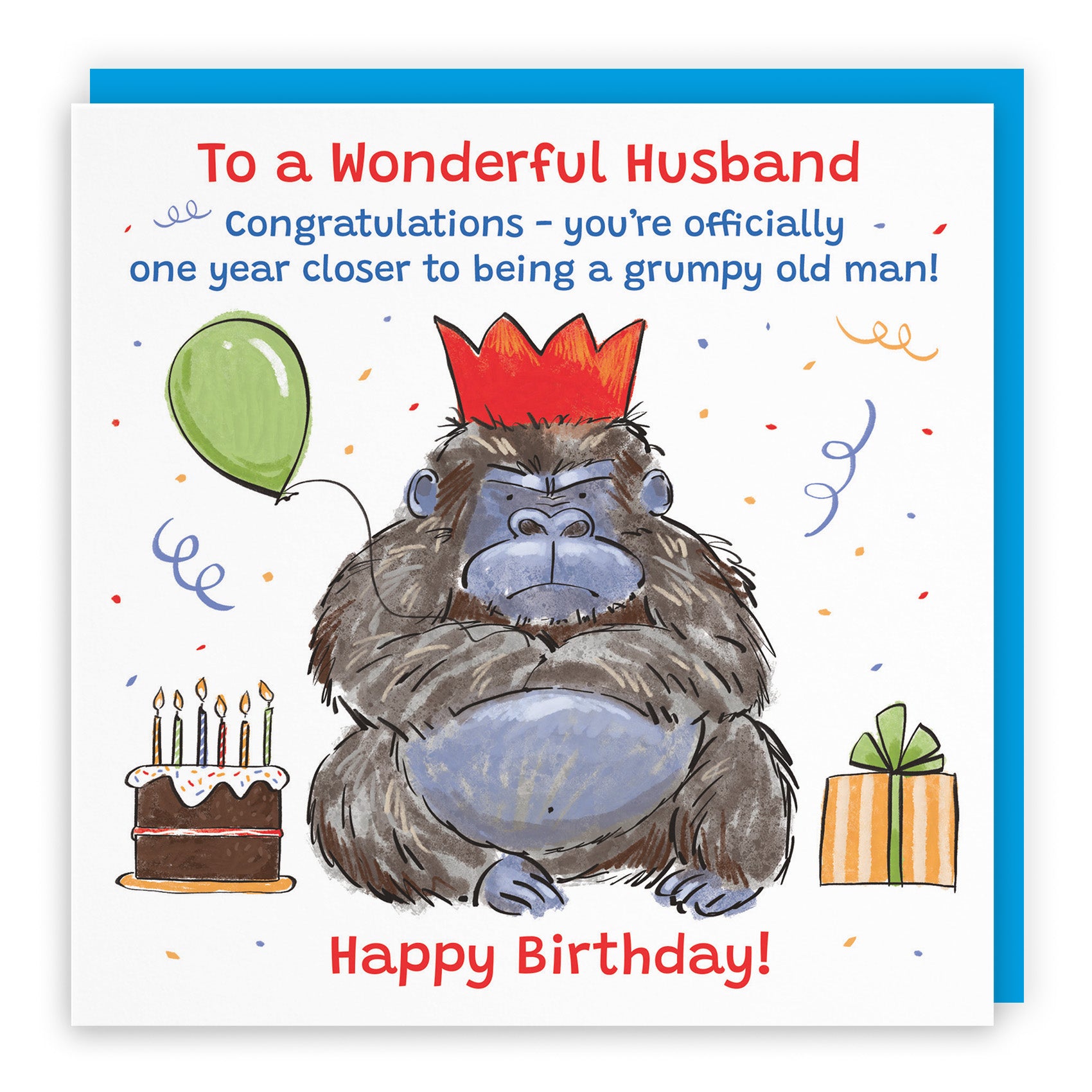Male Grumpy Gorilla Birthday Card Animal Party