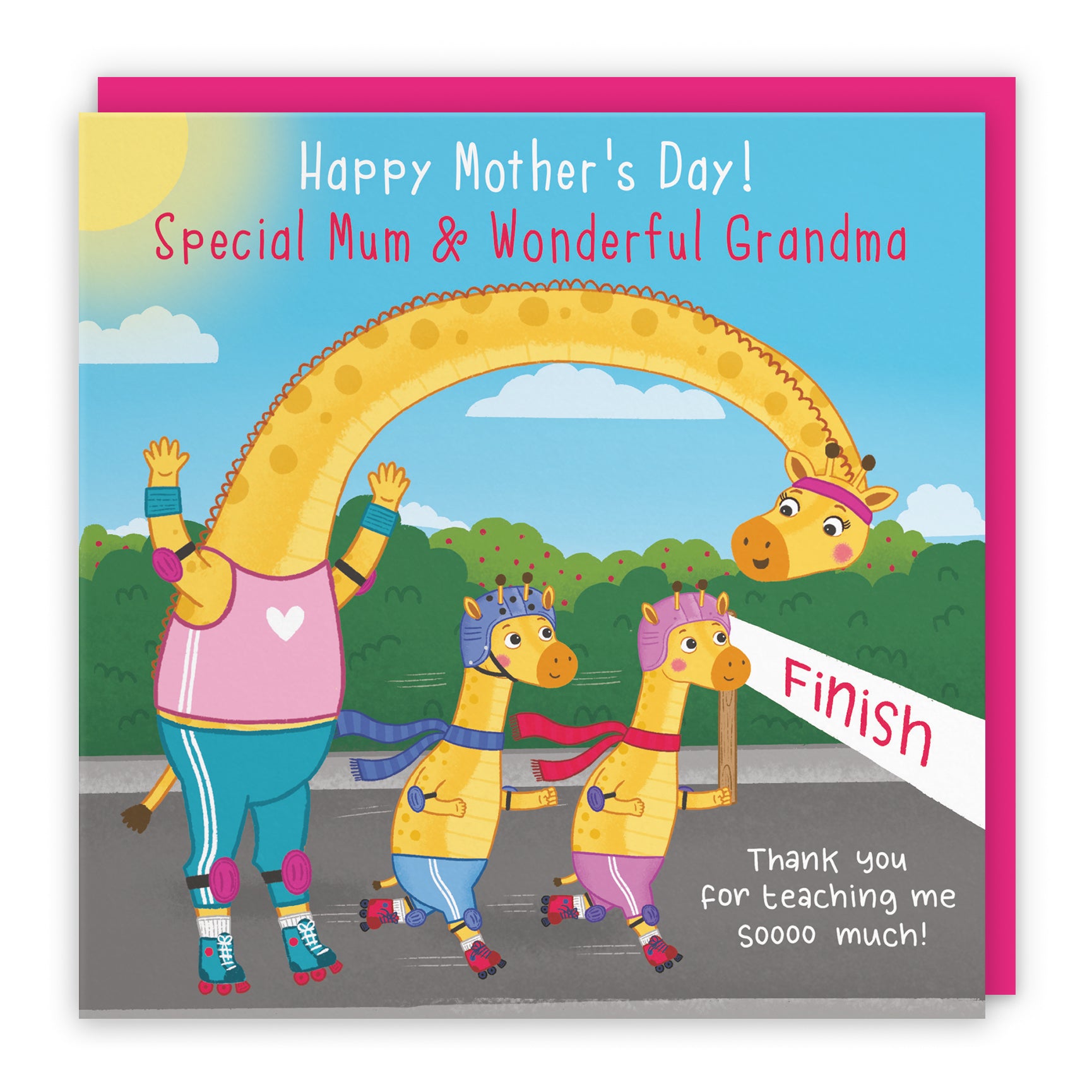 Mother's Day Card Cute Skating Giraffes Iconic