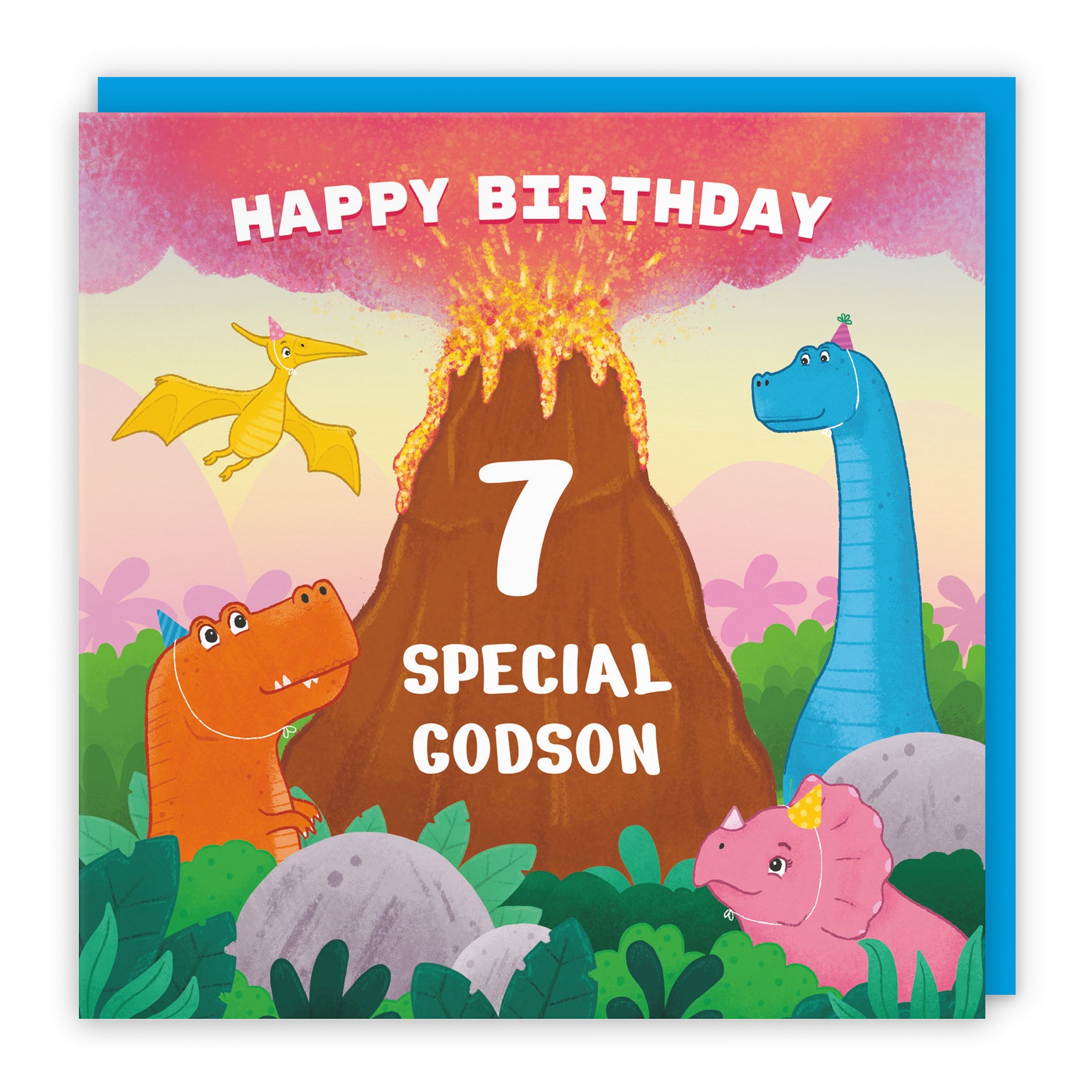 Dinosaur Birthday Card Volcano Imagination