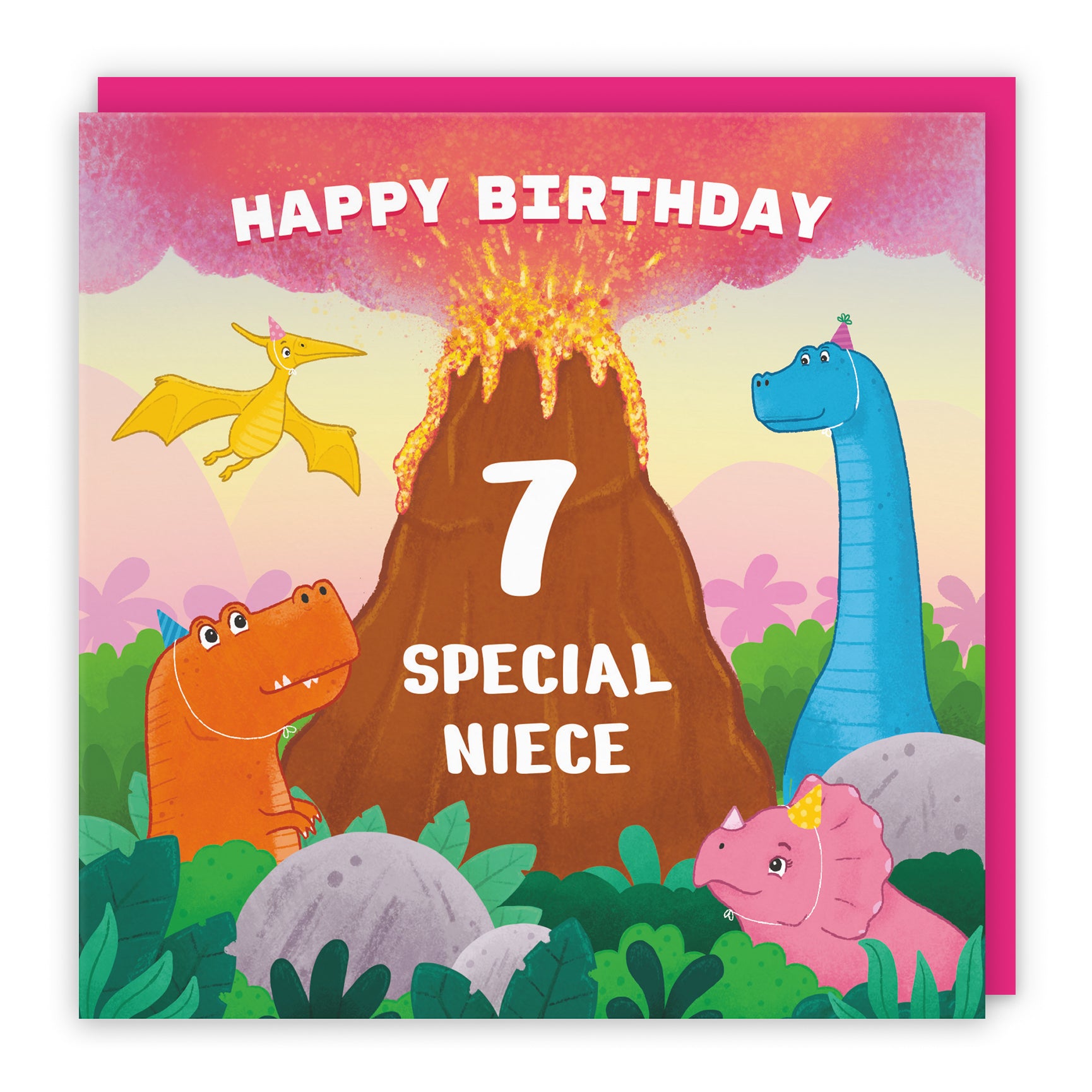 Dinosaur Birthday Card Volcano Imagination