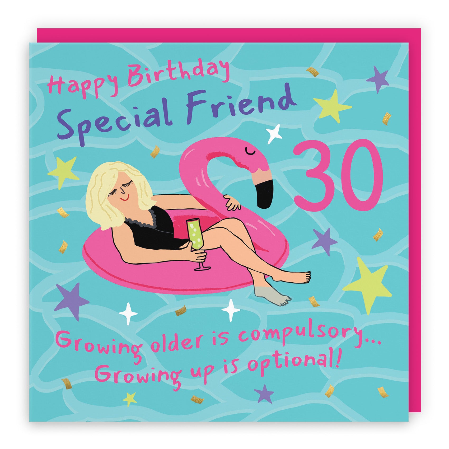 Female Flamingo Float Birthday Card Laugh Out Loud