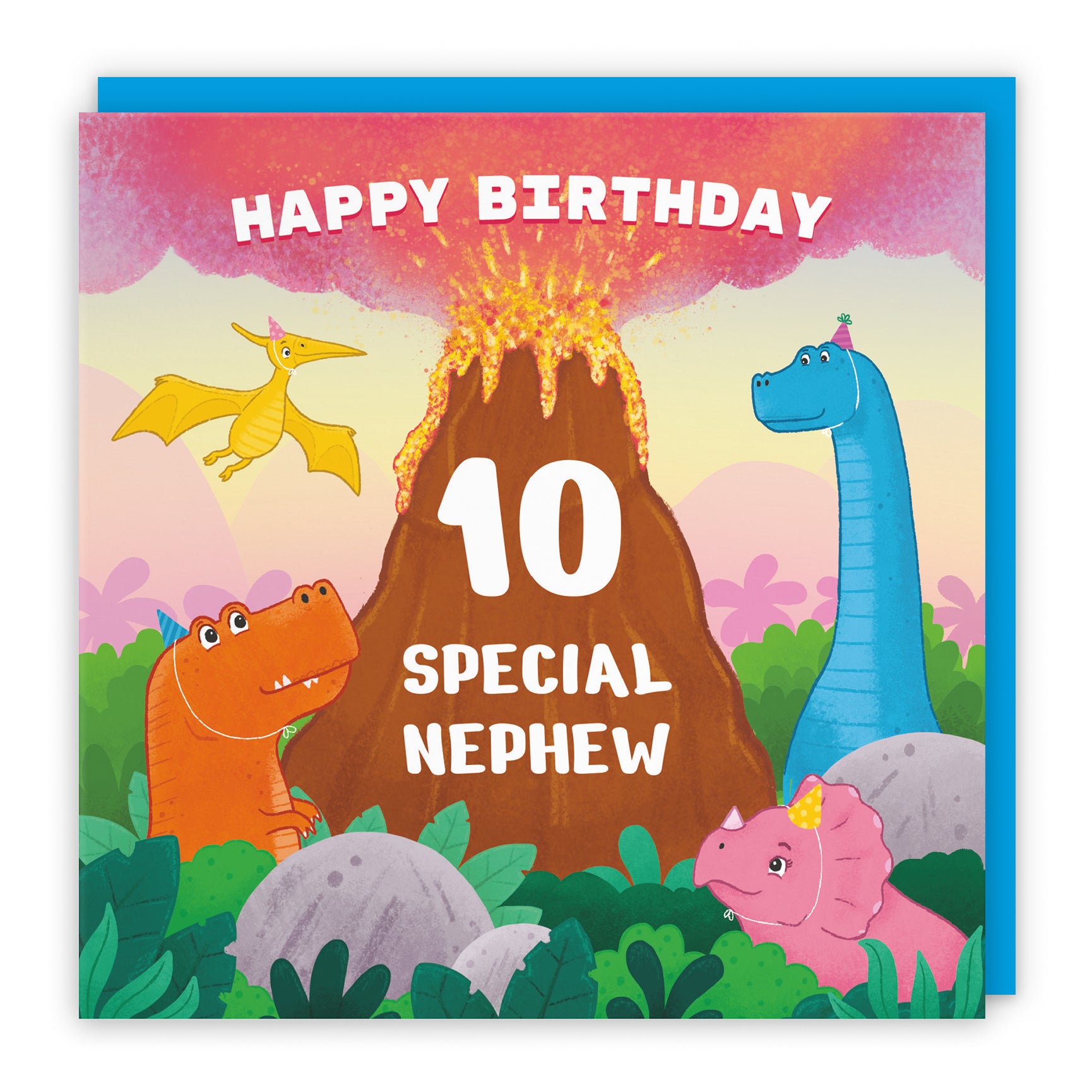 Dinosaur Birthday Card Volcano Imagination