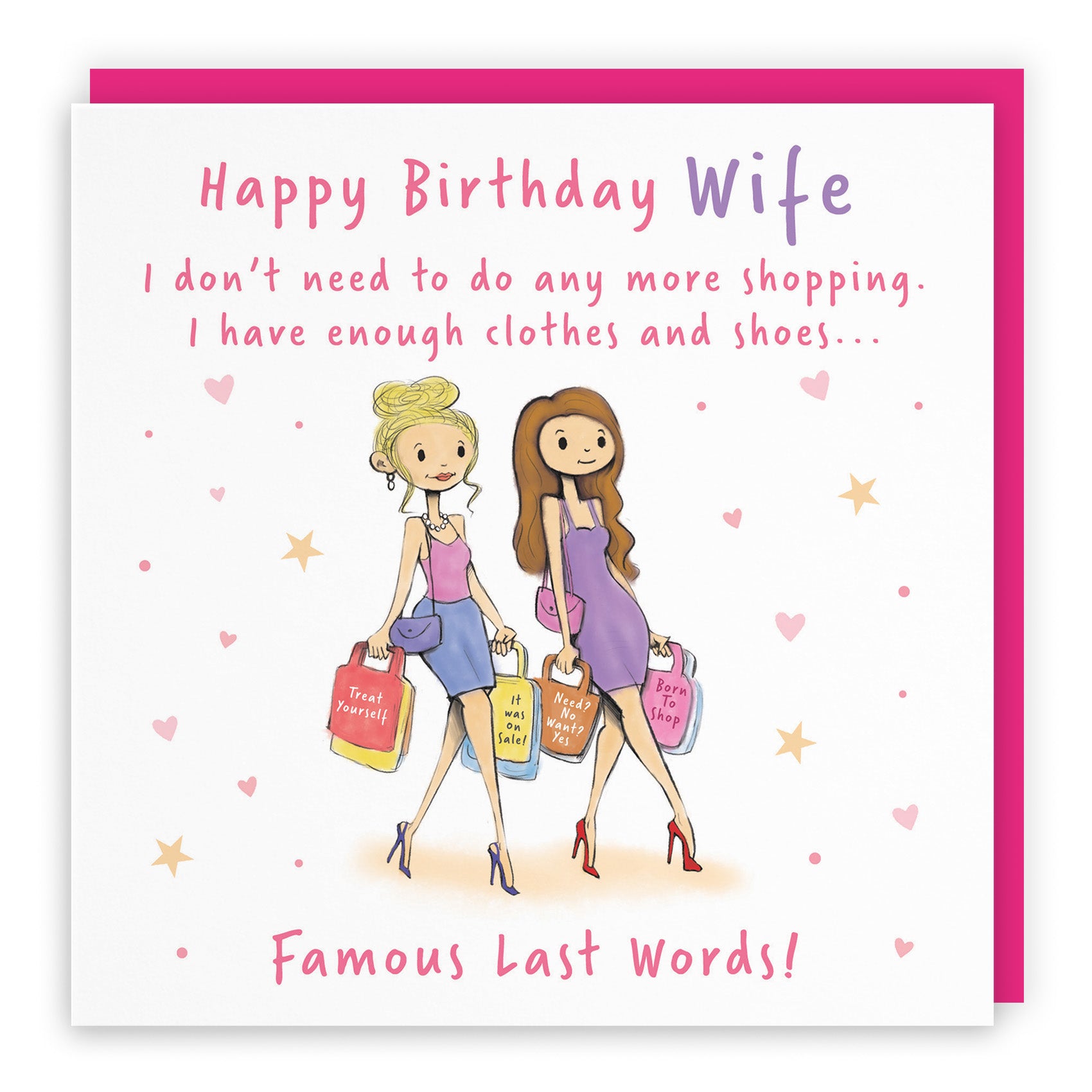 Female Shopping Birthday Card Silly Squiggles