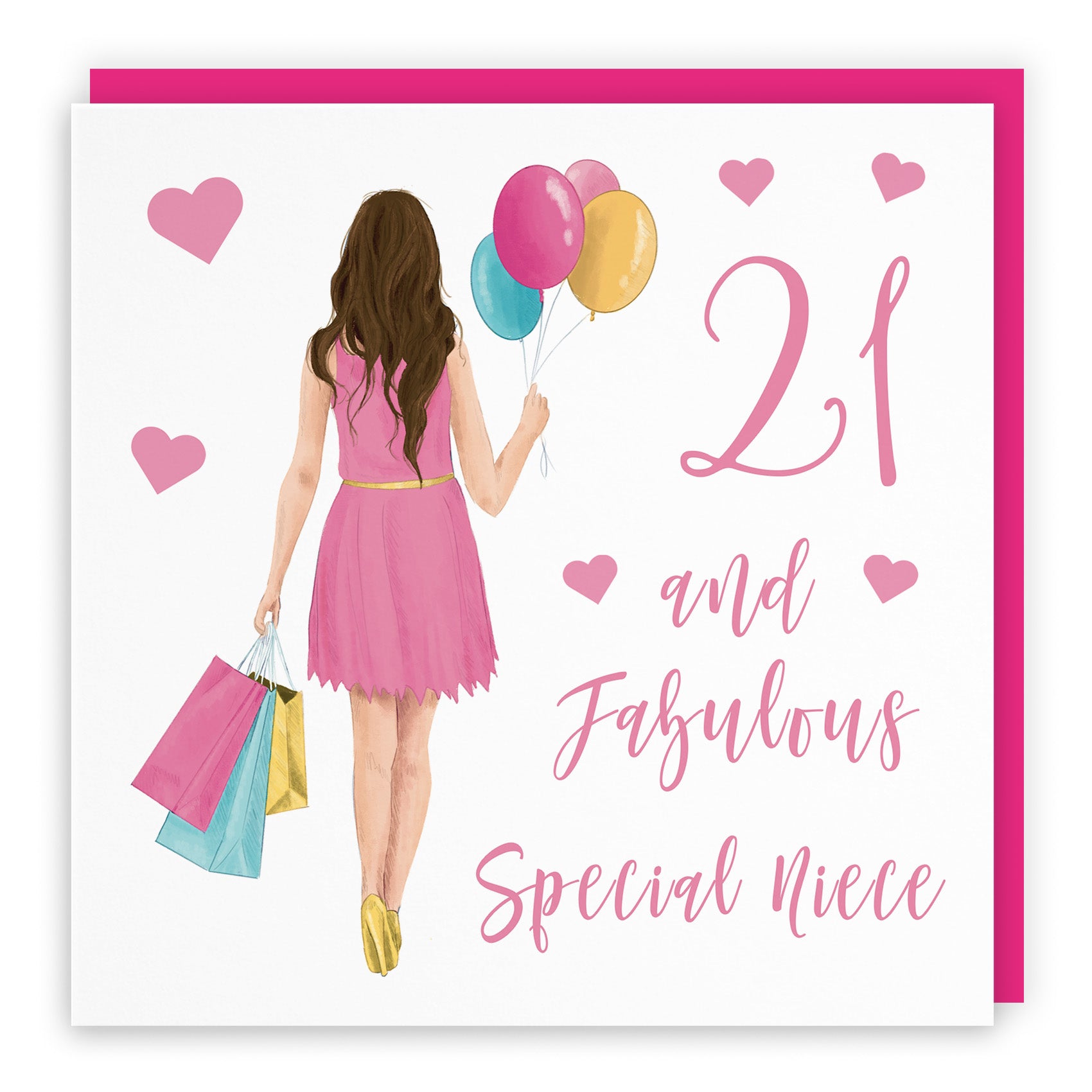 Female Balloons Hearts Birthday Card Iconic