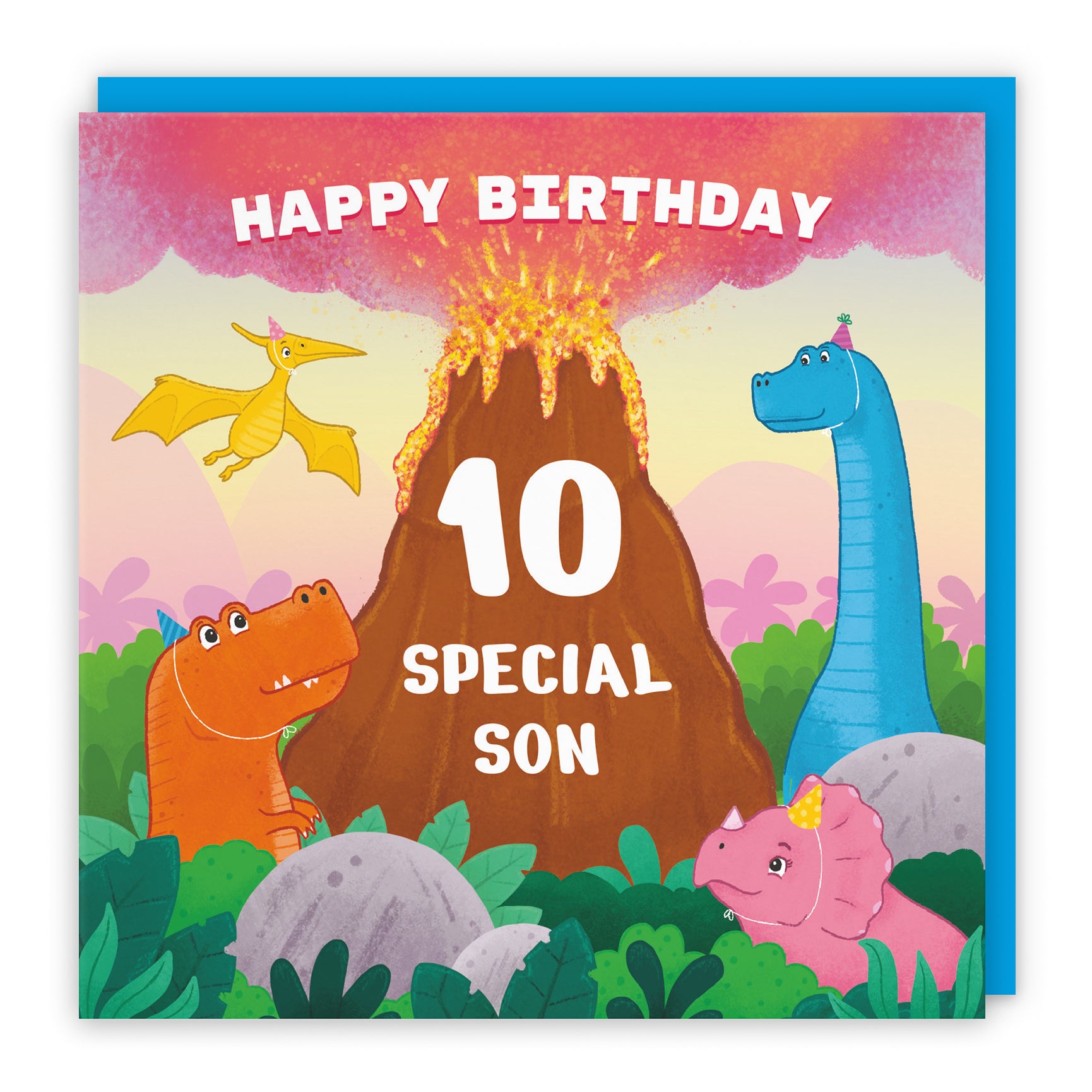 Dinosaur Birthday Card Volcano Imagination