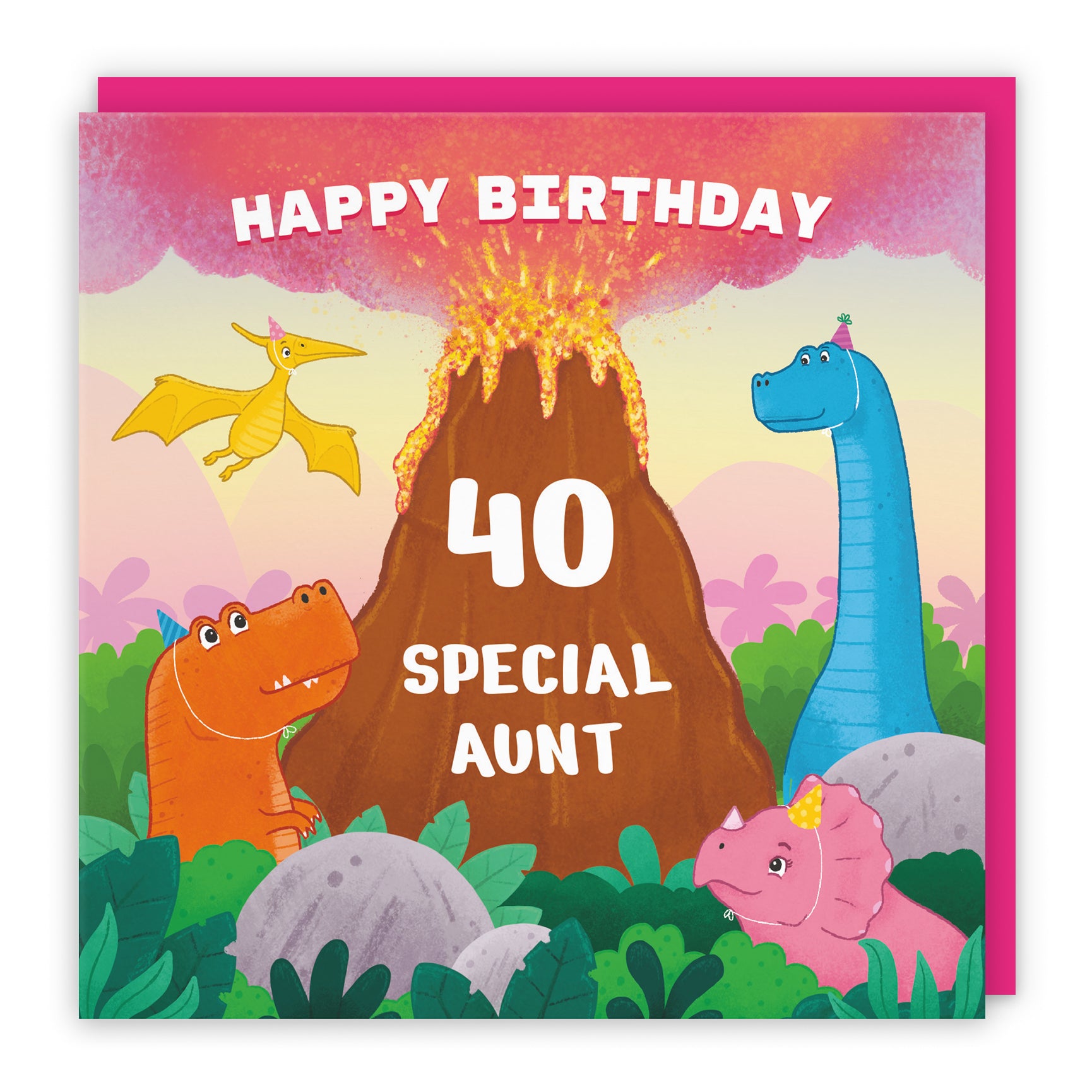Dinosaur Birthday Card Volcano Imagination