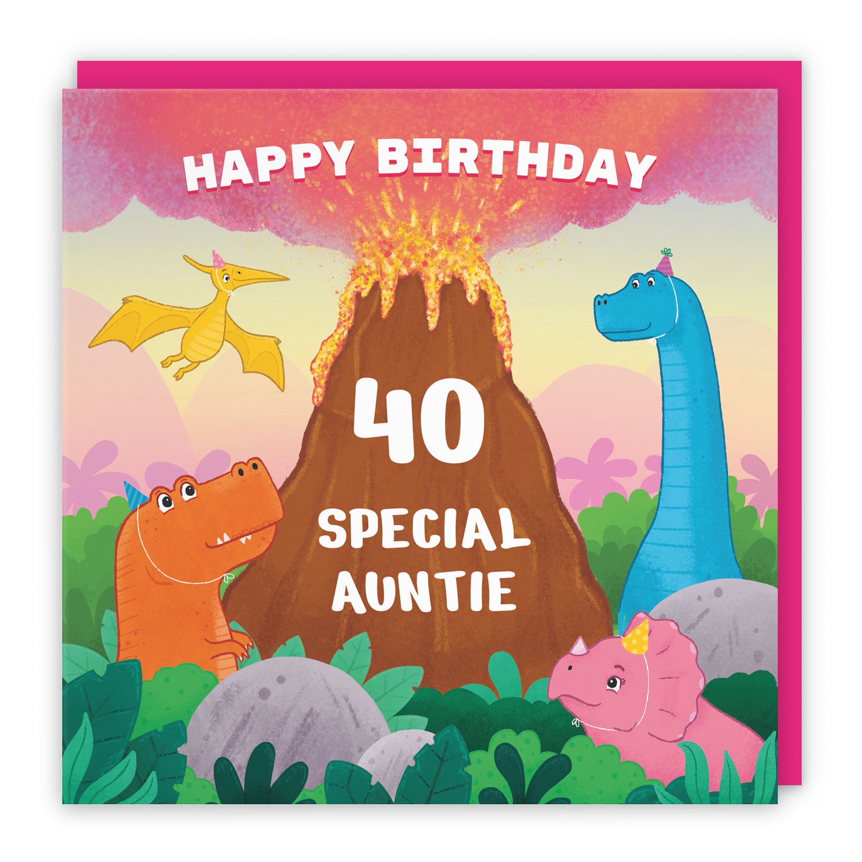 Dinosaur Birthday Card Volcano Imagination