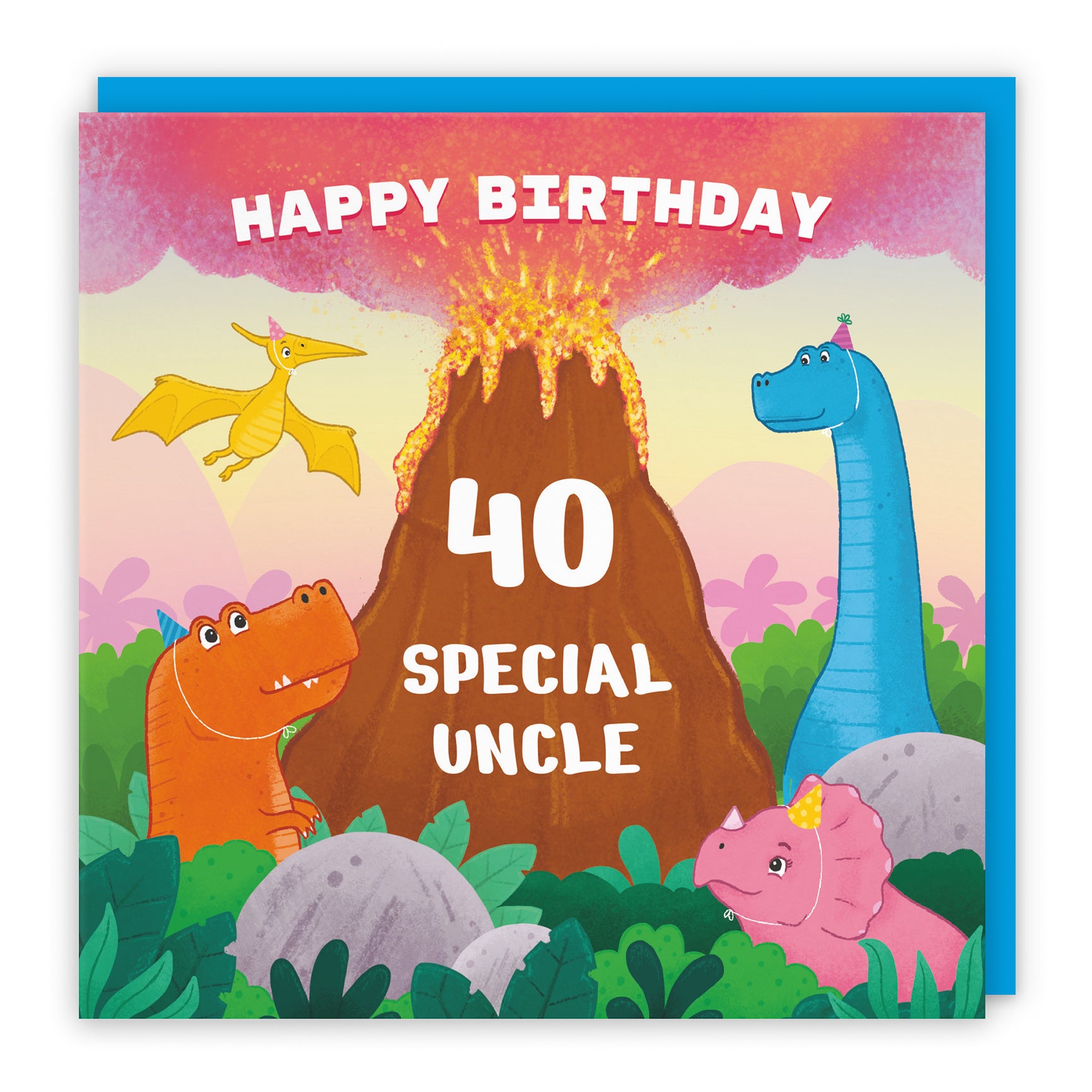 Dinosaur Birthday Card Volcano Imagination