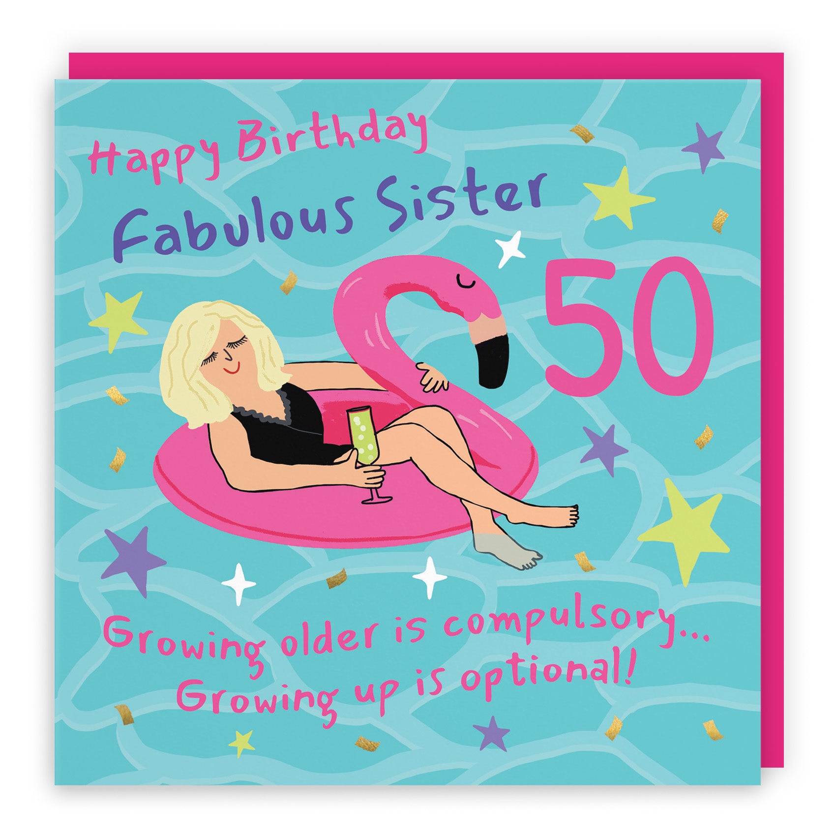 Female Flamingo Float Birthday Card Laugh Out Loud
