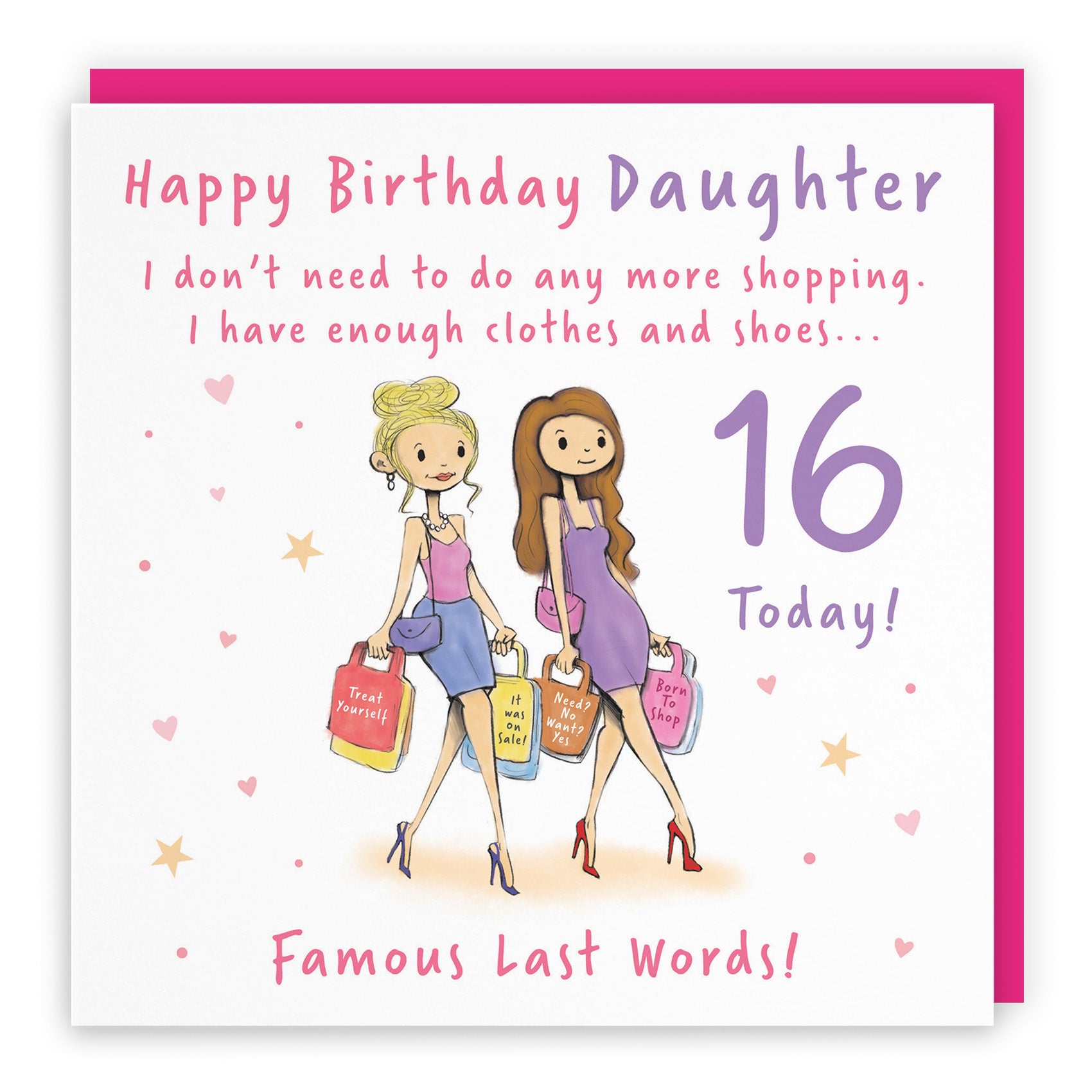 Female Shopping Birthday Card Silly Squiggles