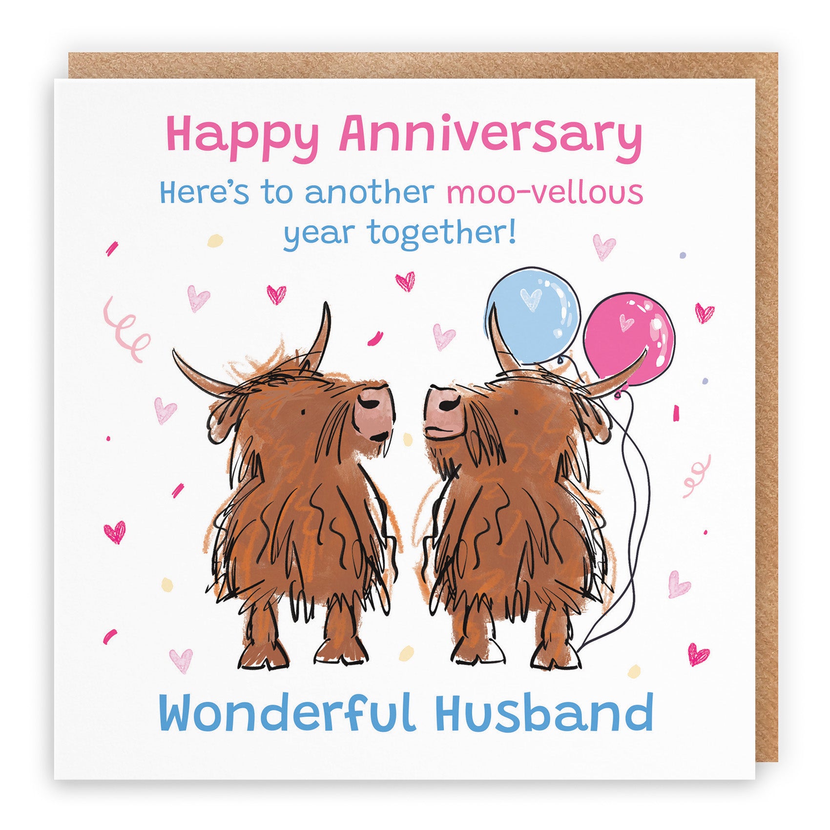 Highland Cows Anniversary Card Animal Party