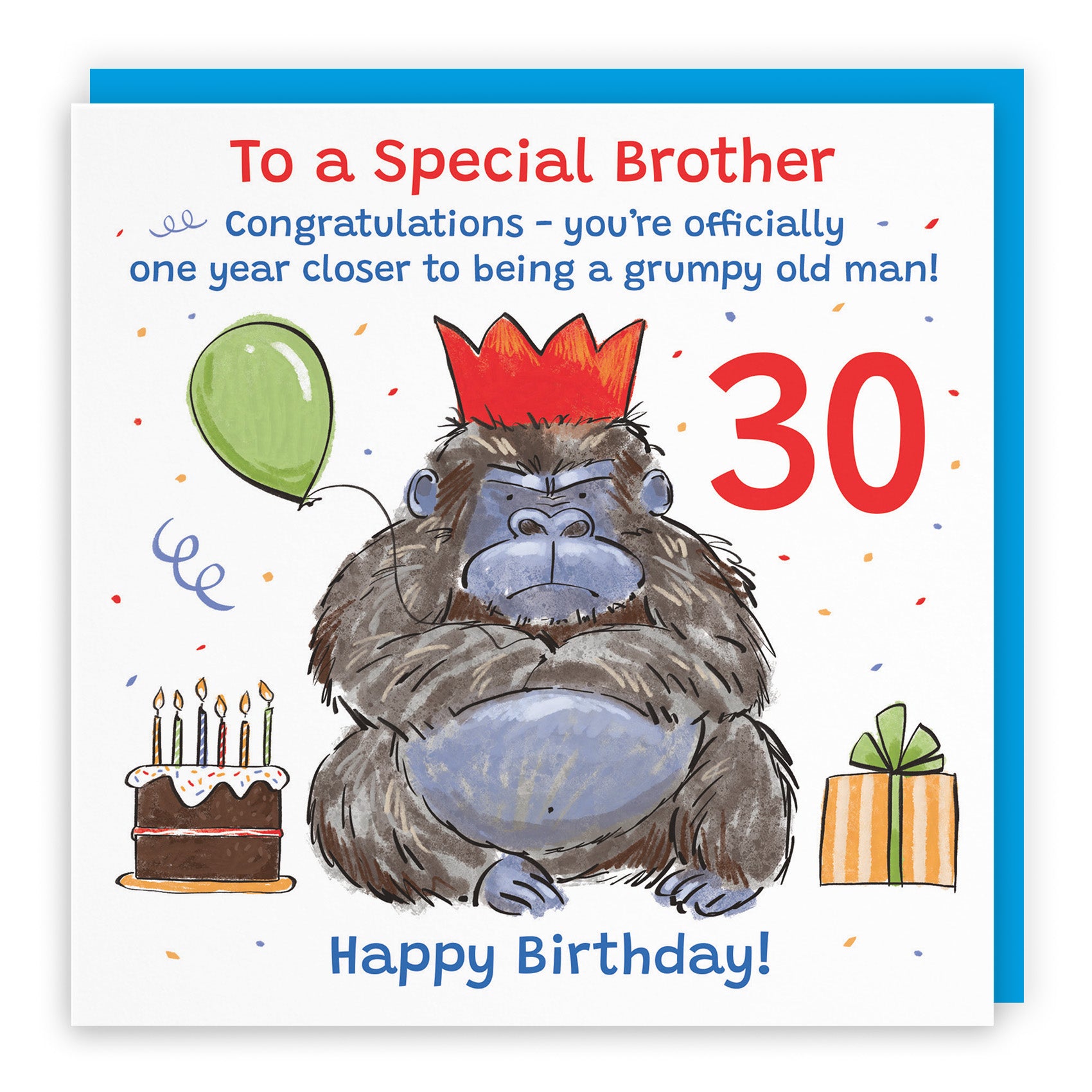 Male Grumpy Gorilla Birthday Card Animal Party
