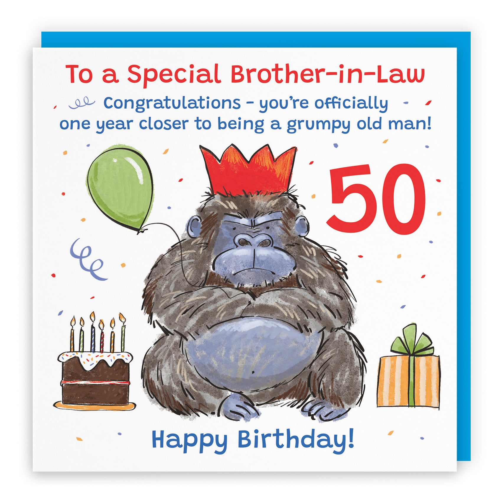 Male Grumpy Gorilla Birthday Card Animal Party