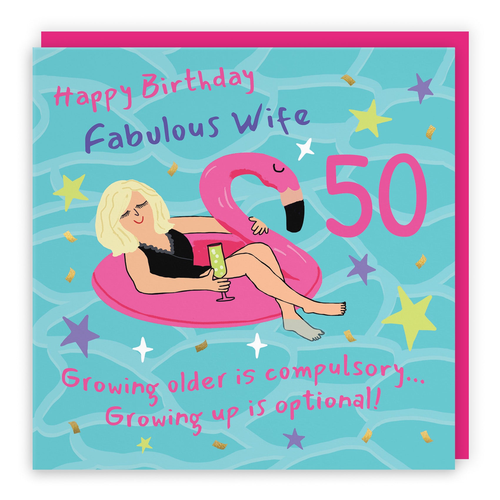 Female Flamingo Float Birthday Card Laugh Out Loud