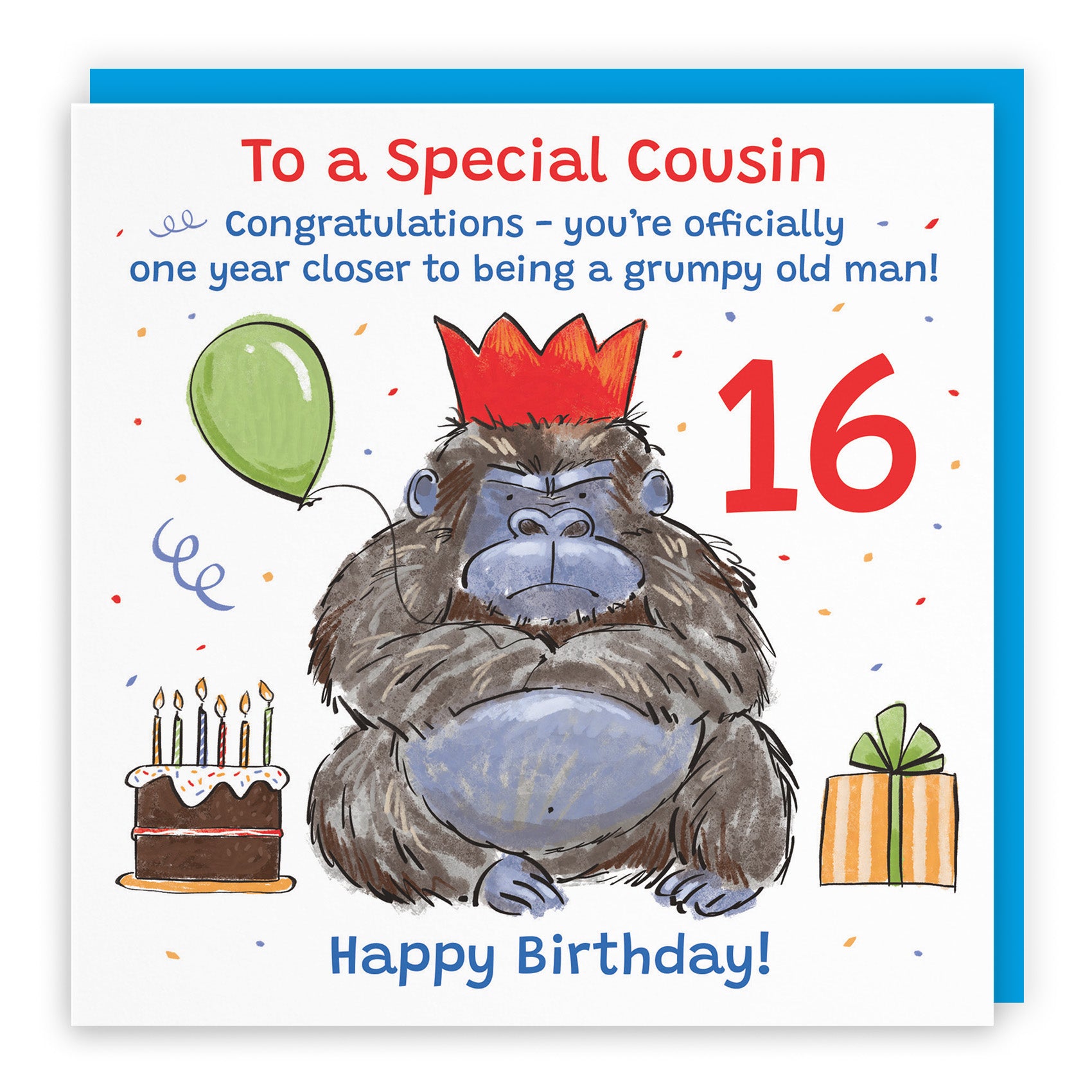 Male Grumpy Gorilla Birthday Card Animal Party