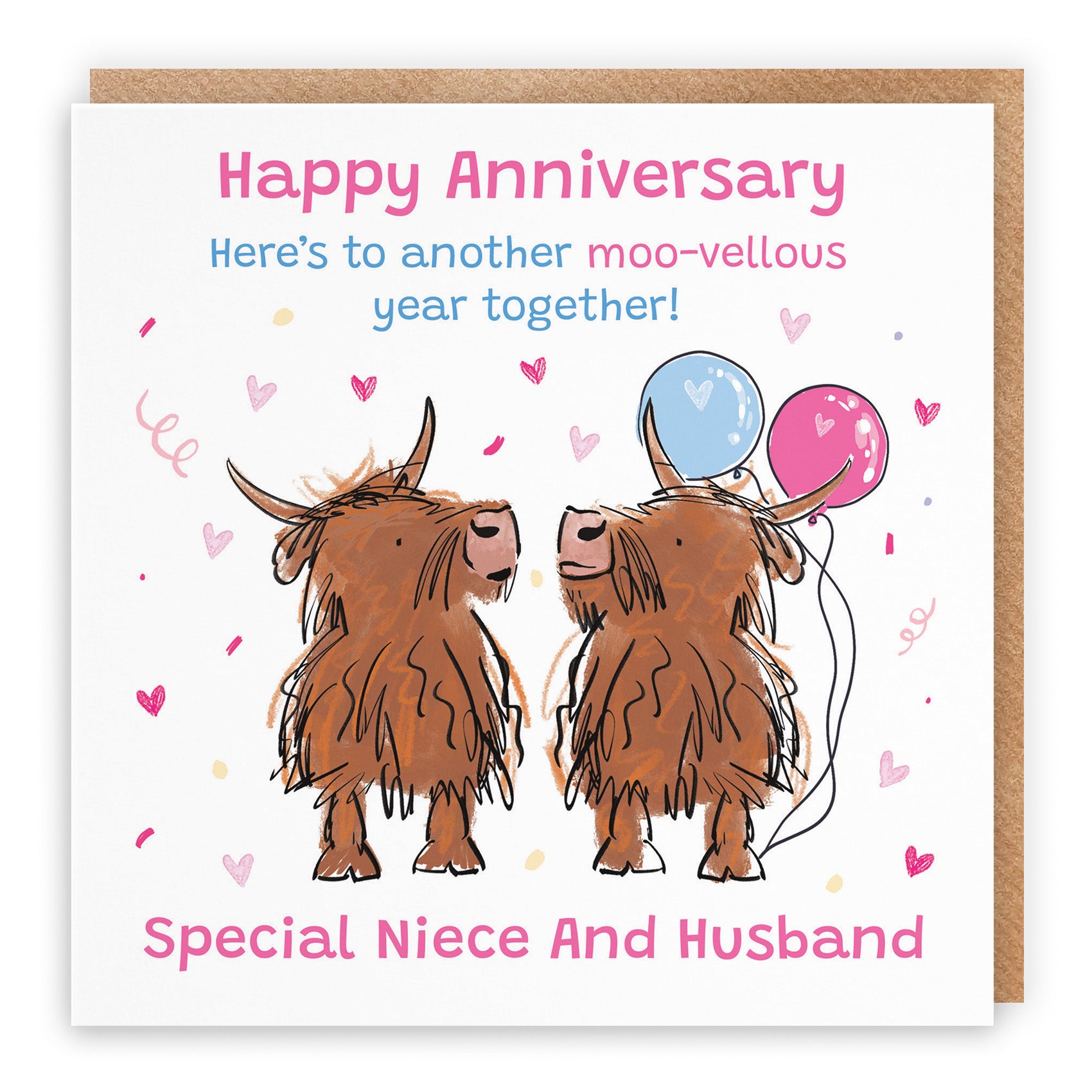 Highland Cows Anniversary Card Animal Party