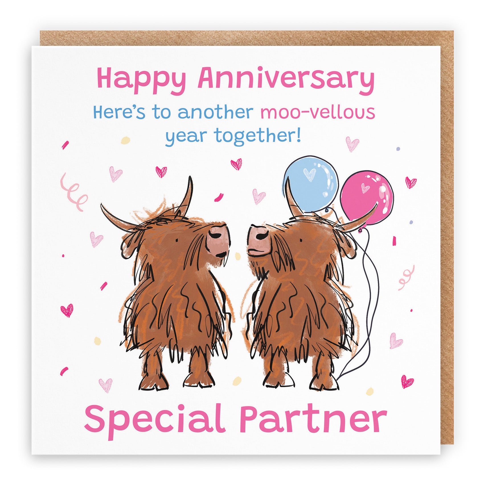 Highland Cows Anniversary Card Animal Party
