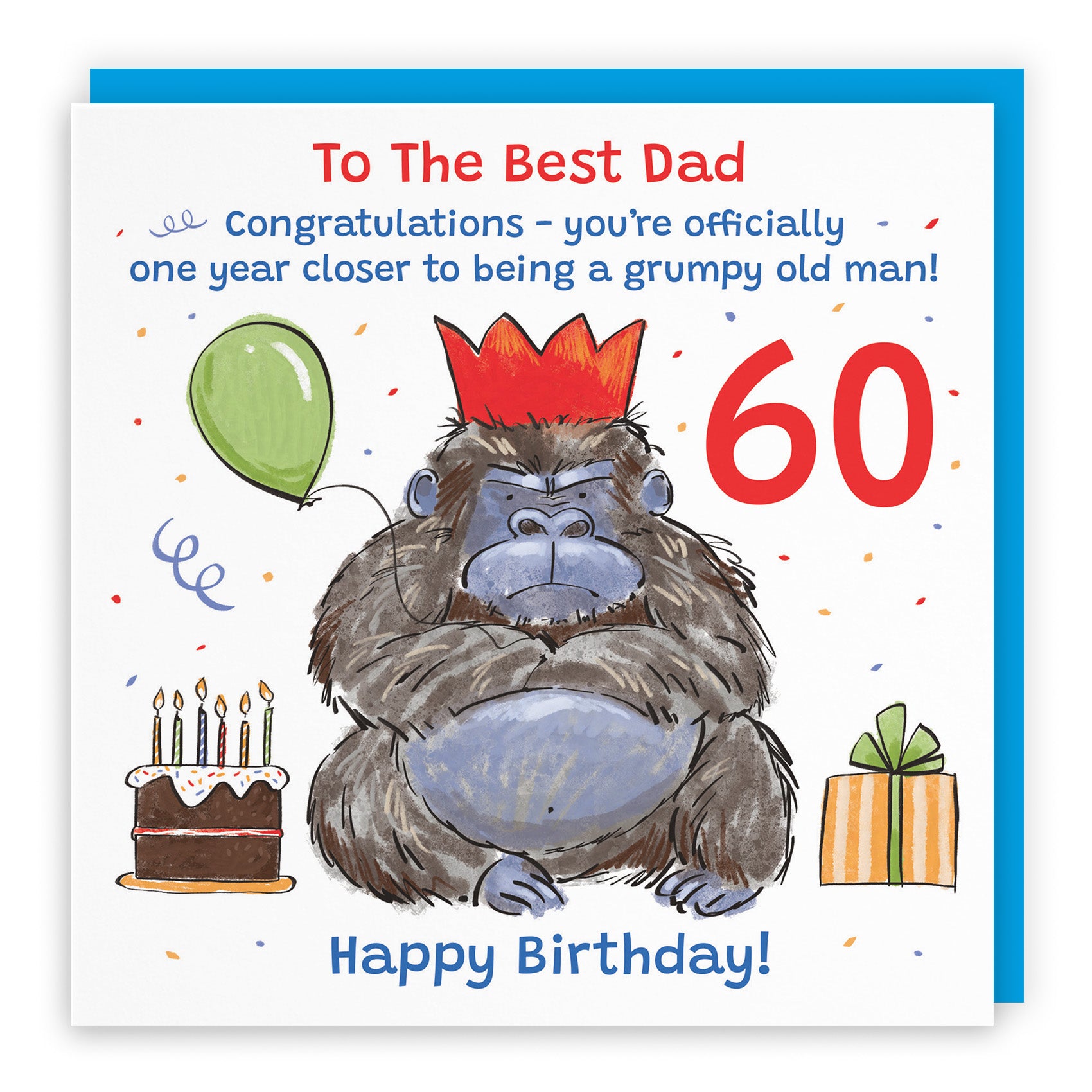 Male Grumpy Gorilla Birthday Card Animal Party
