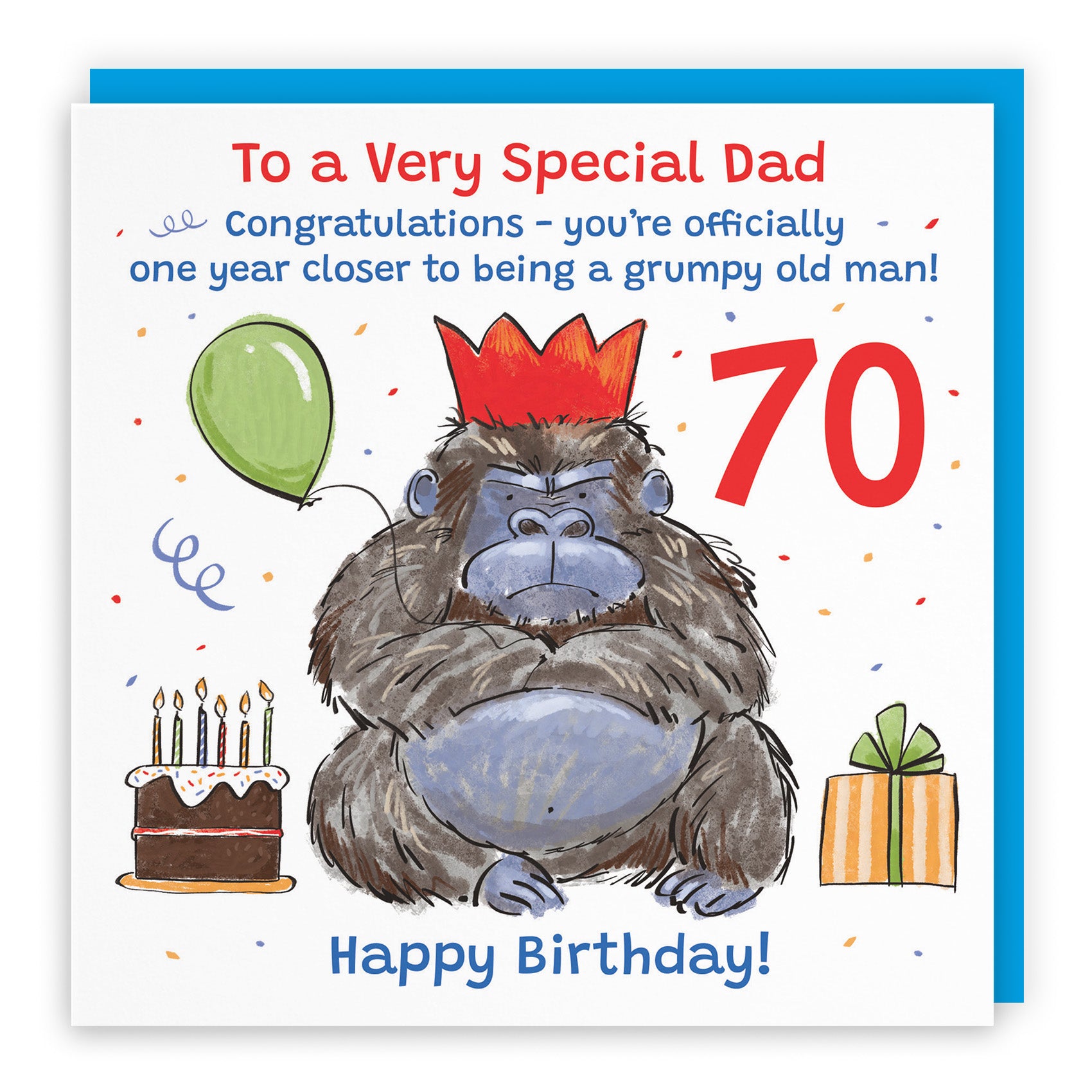 Male Grumpy Gorilla Birthday Card Animal Party