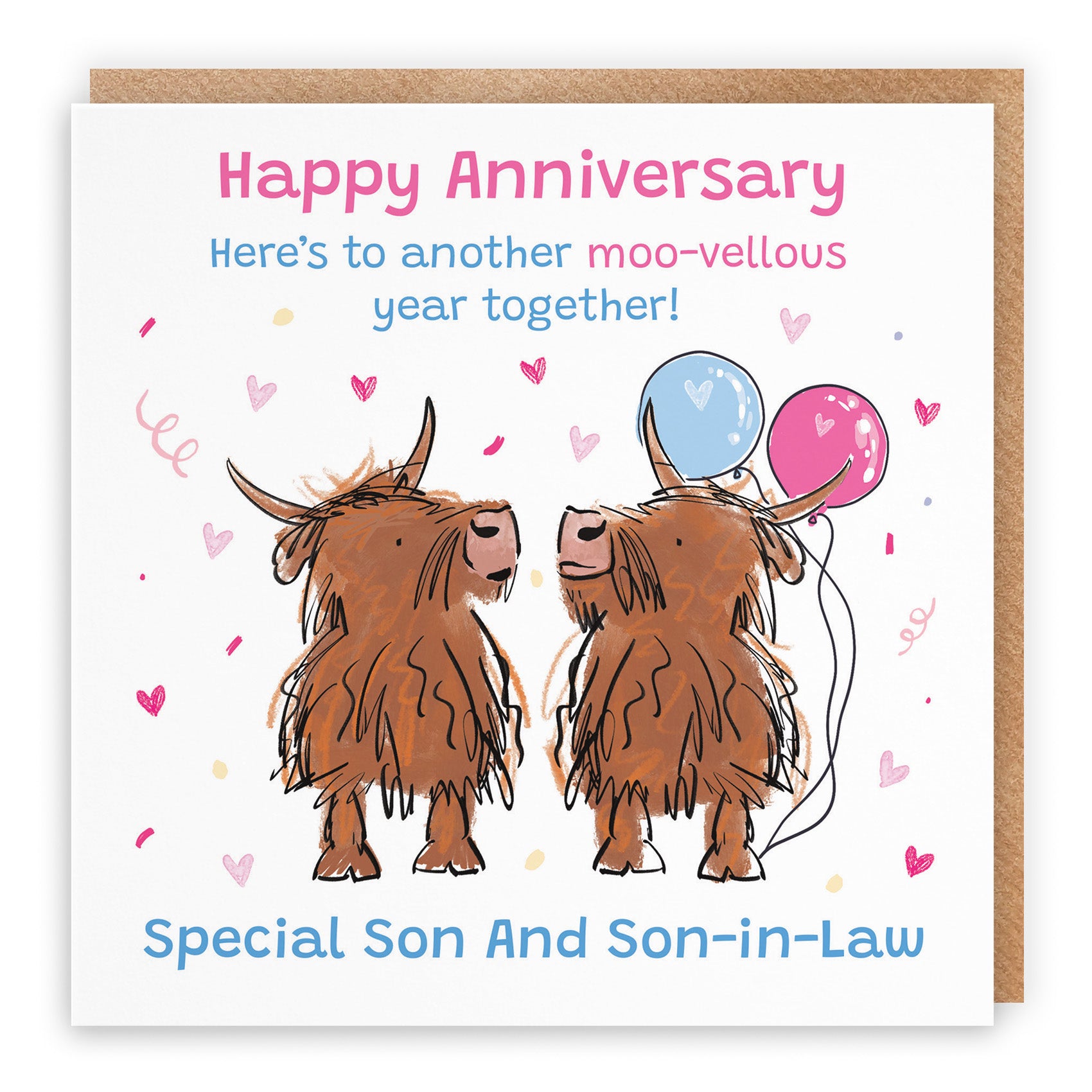 Highland Cows Anniversary Card Animal Party
