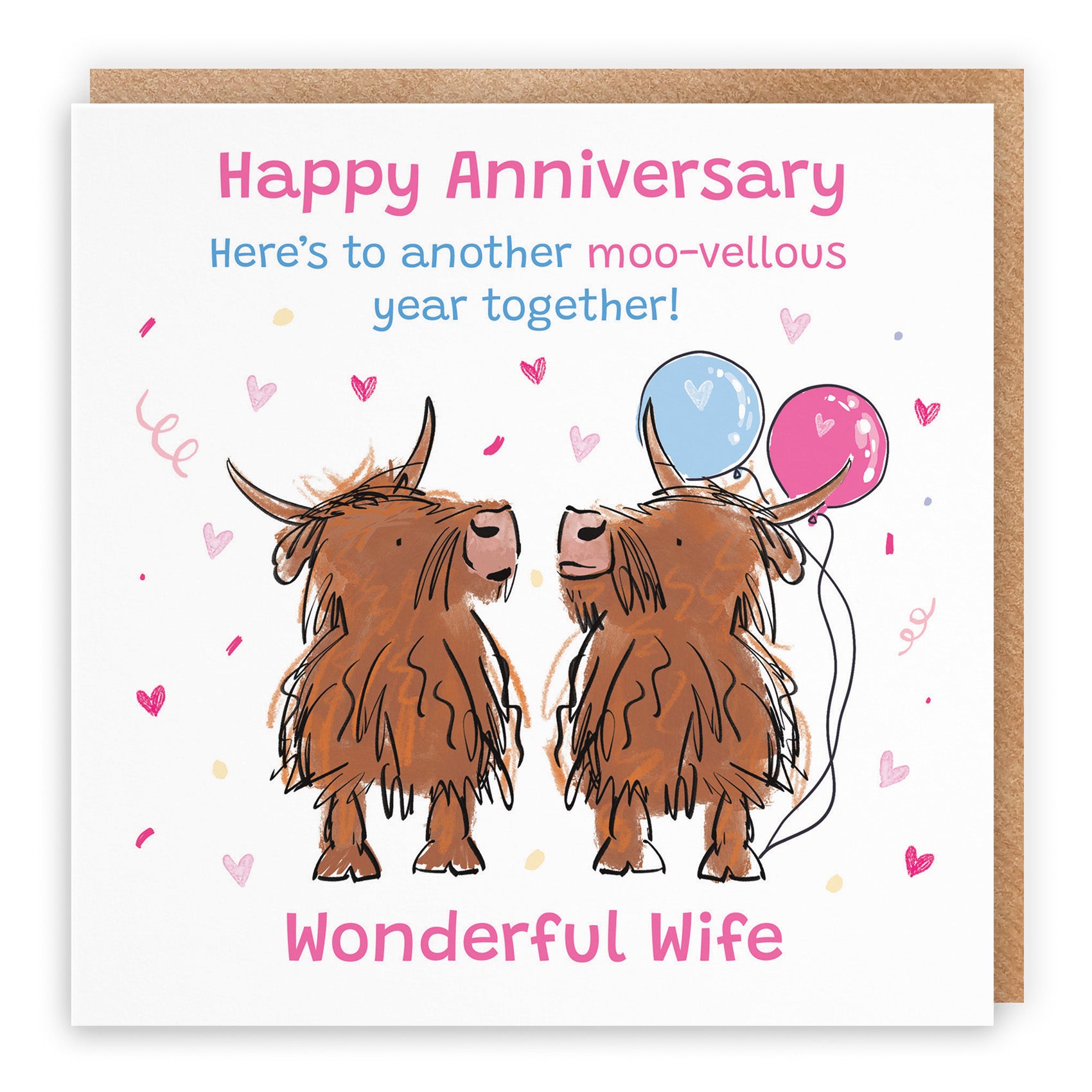 Highland Cows Anniversary Card Animal Party