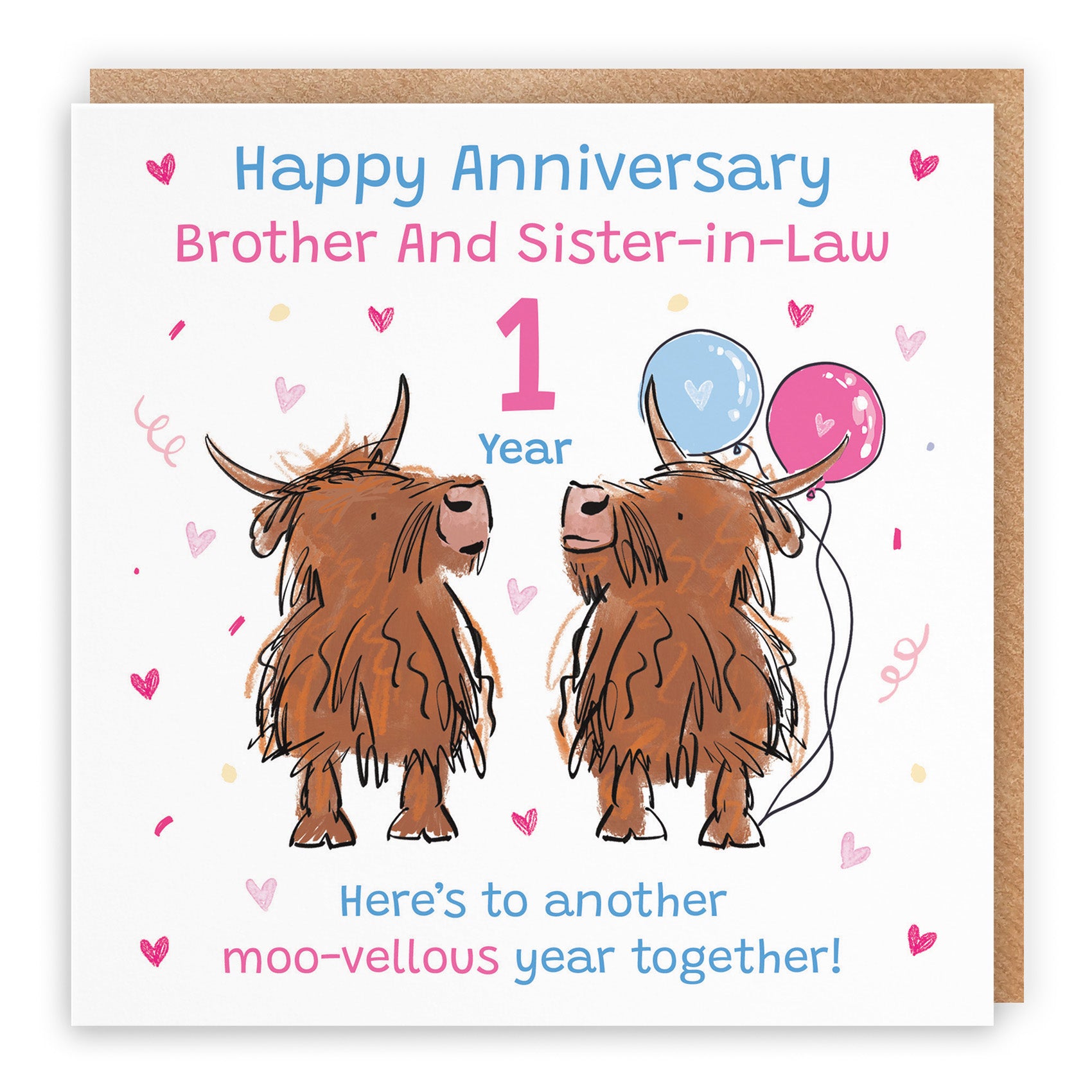 Highland Cows Anniversary Card Animal Party