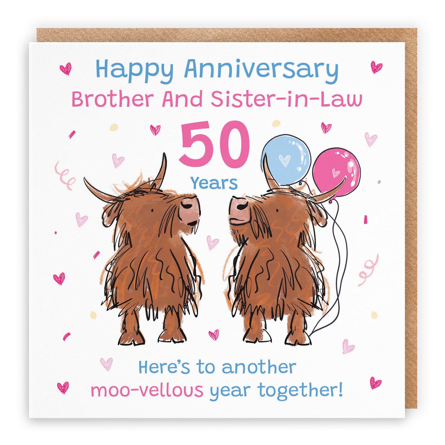 Highland Cows Anniversary Card Animal Party