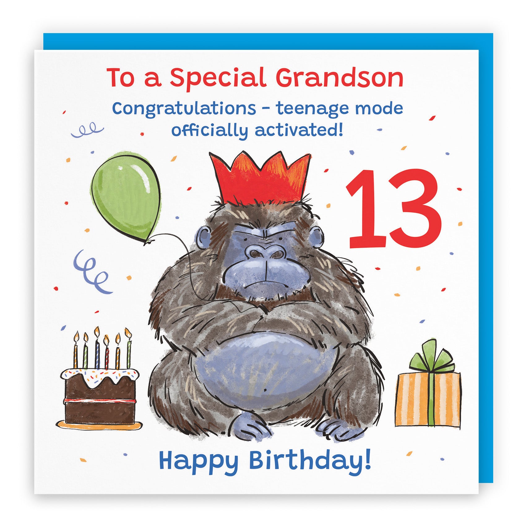 Male Grumpy Gorilla Birthday Card Animal Party