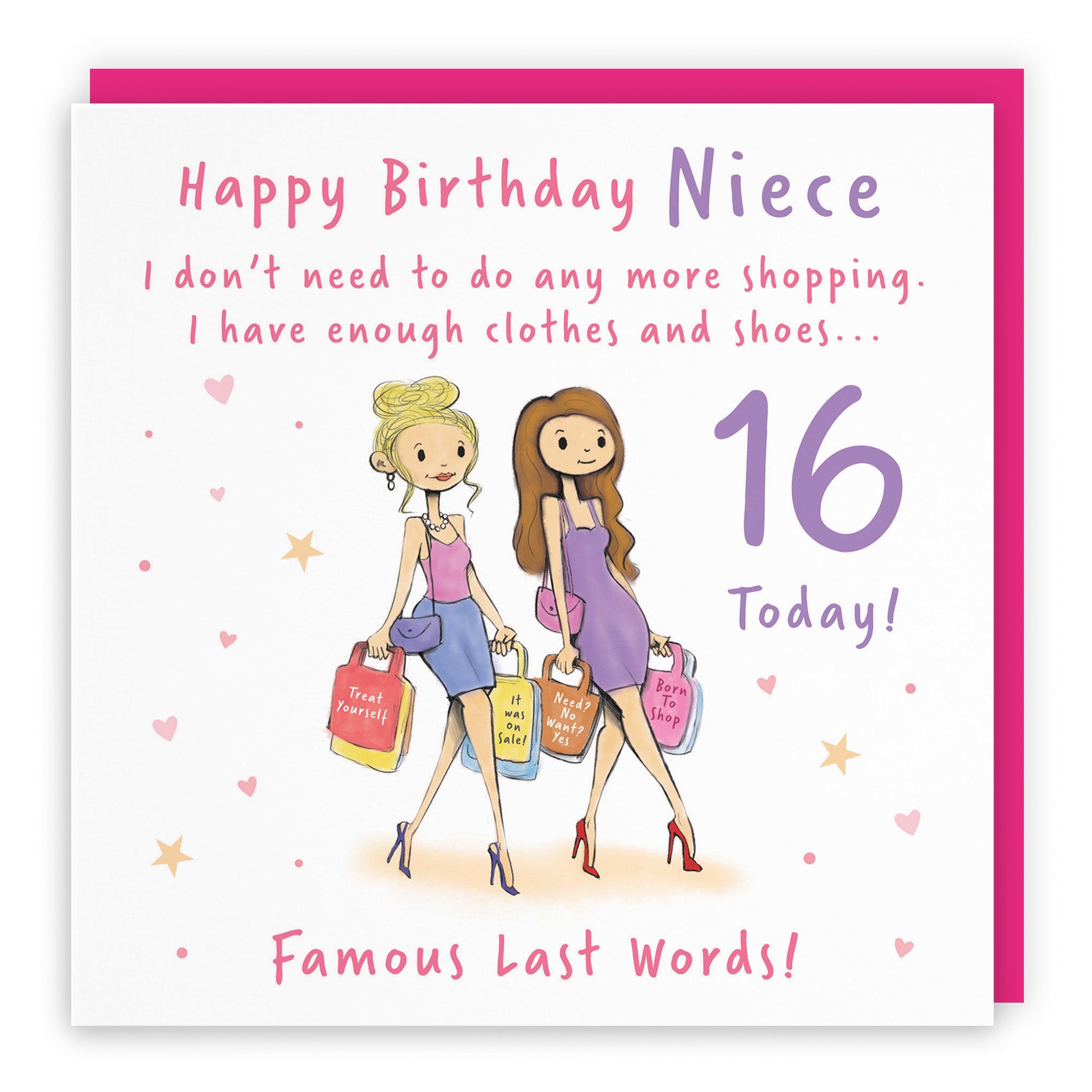 Female Shopping Birthday Card Silly Squiggles