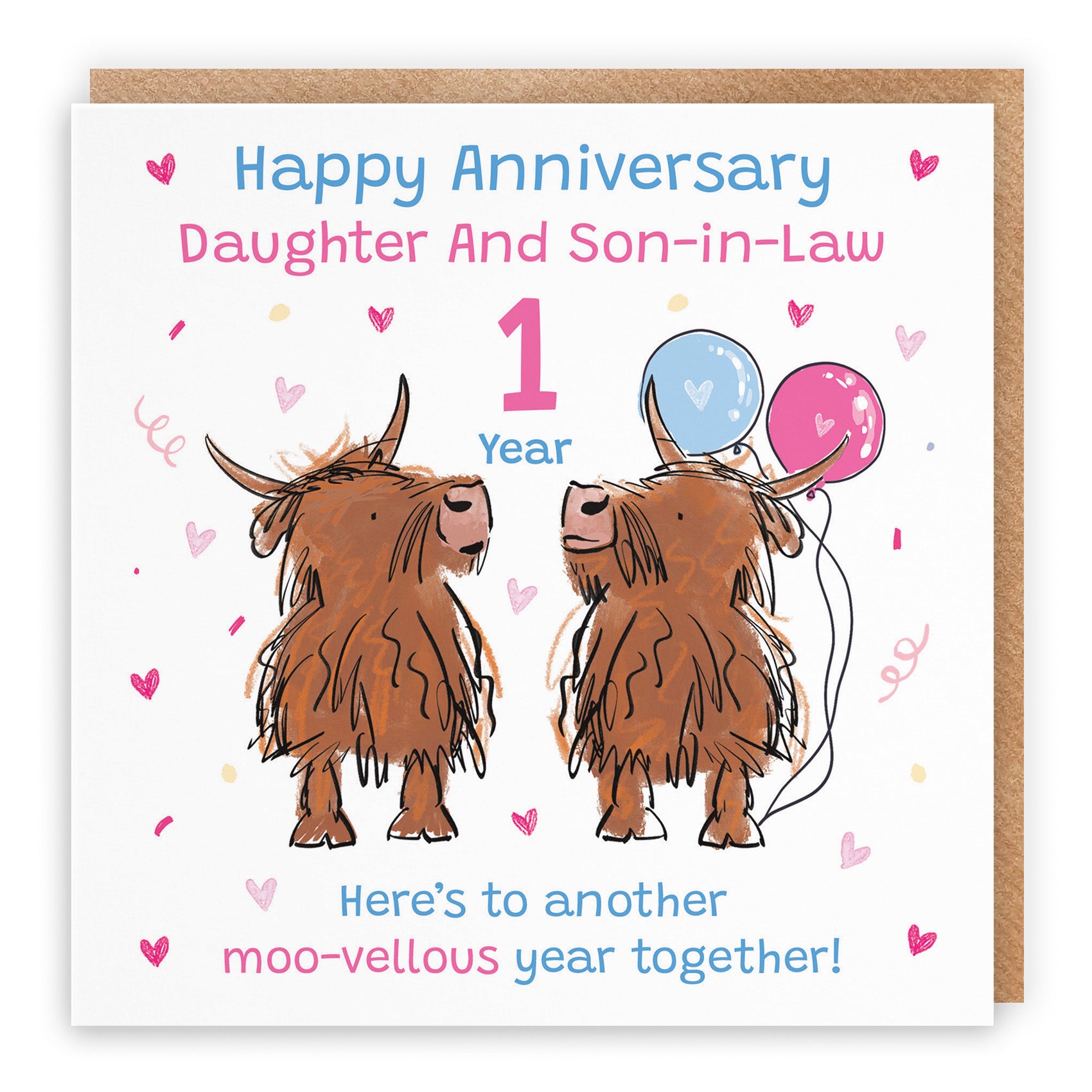 Highland Cows Anniversary Card Animal Party