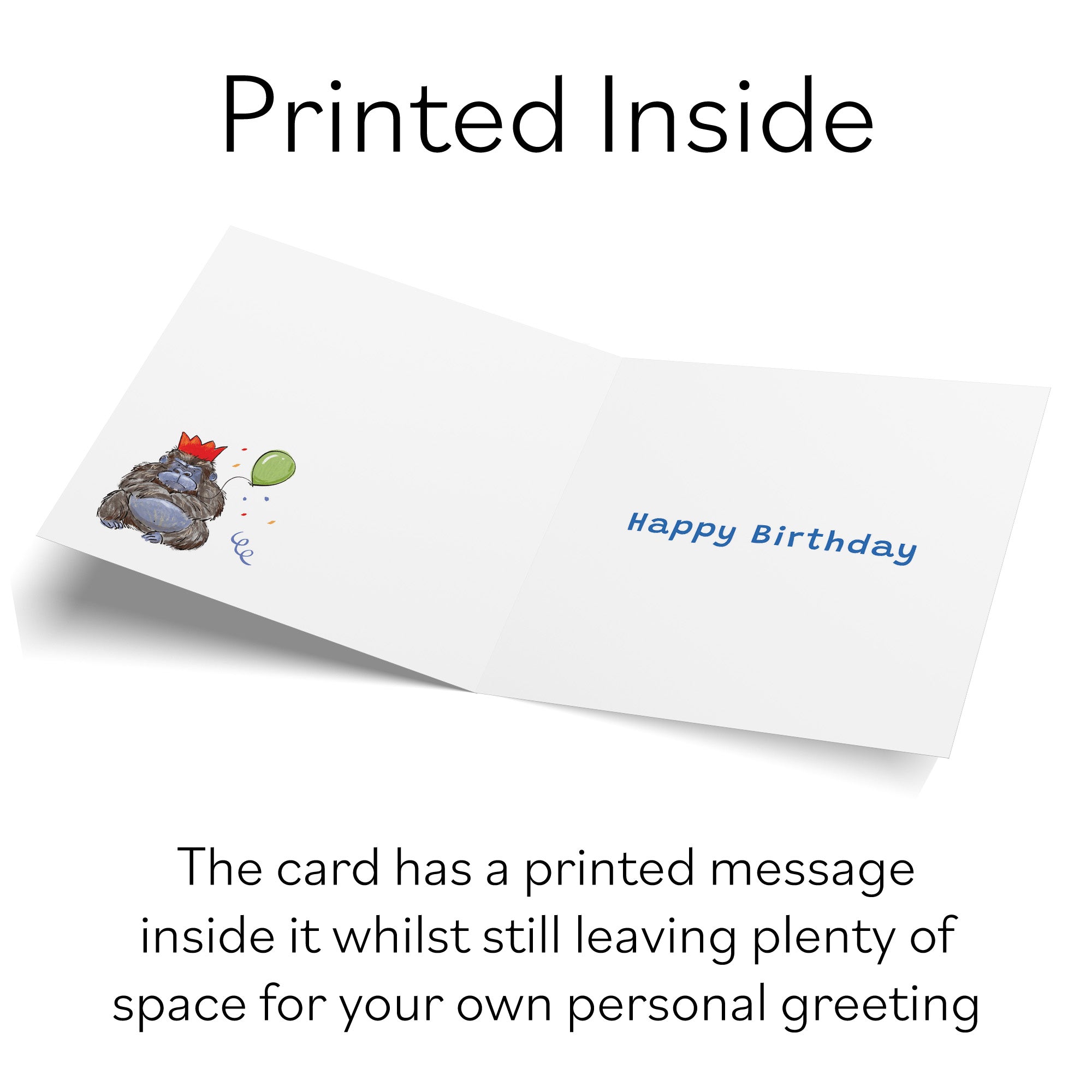 Male Grumpy Gorilla Birthday Card Animal Party