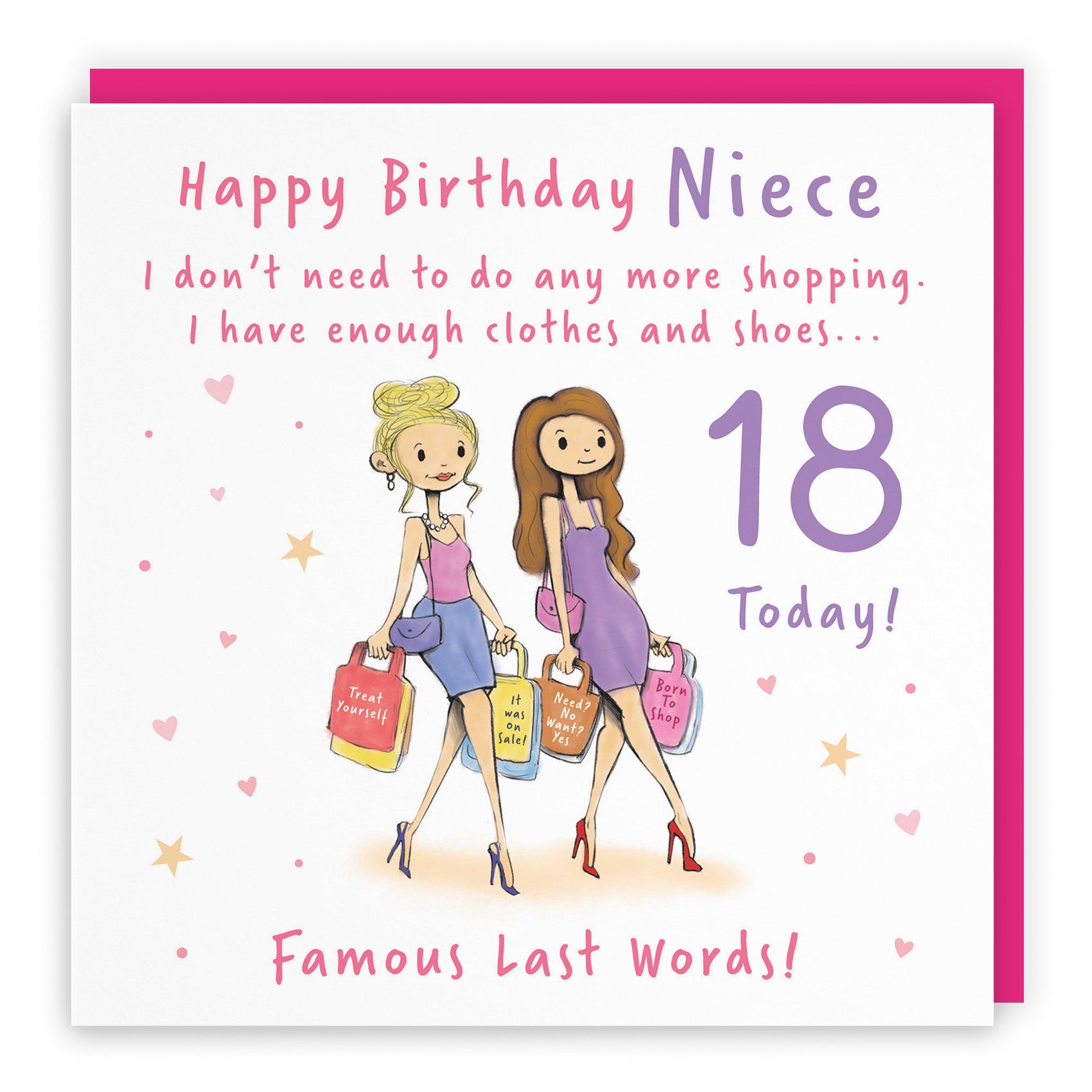 Female Shopping Birthday Card Silly Squiggles