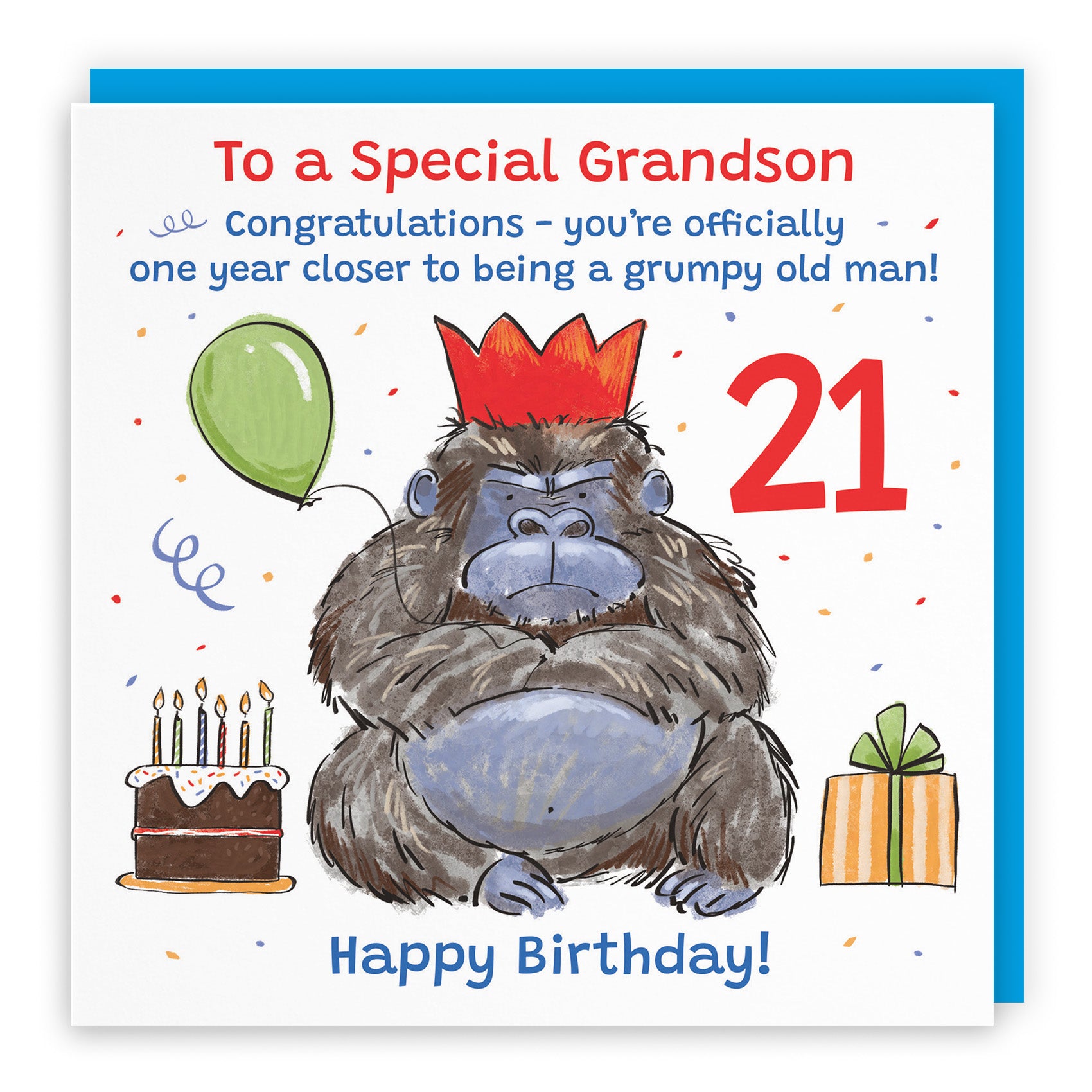 Male Grumpy Gorilla Birthday Card Animal Party