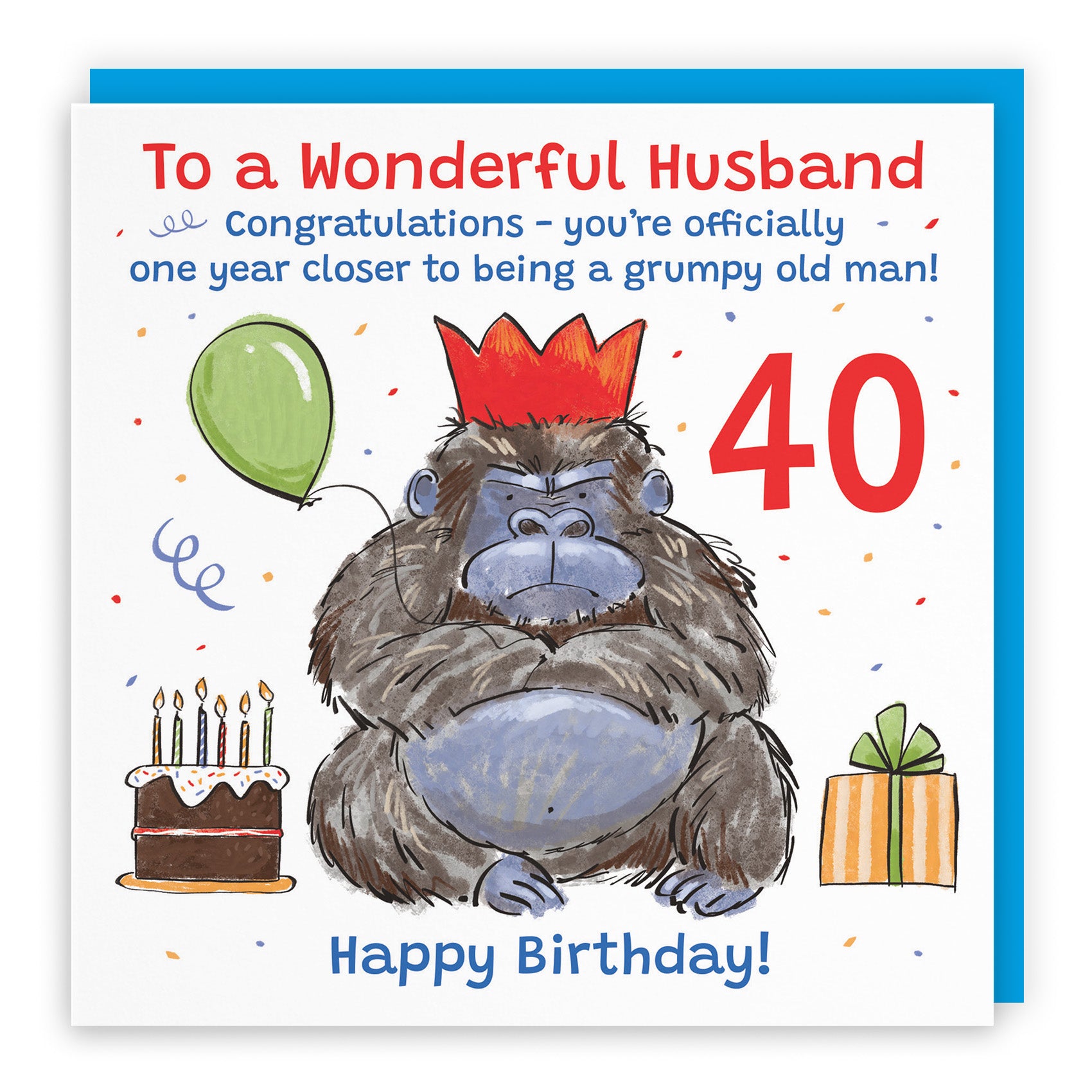Male Grumpy Gorilla Birthday Card Animal Party