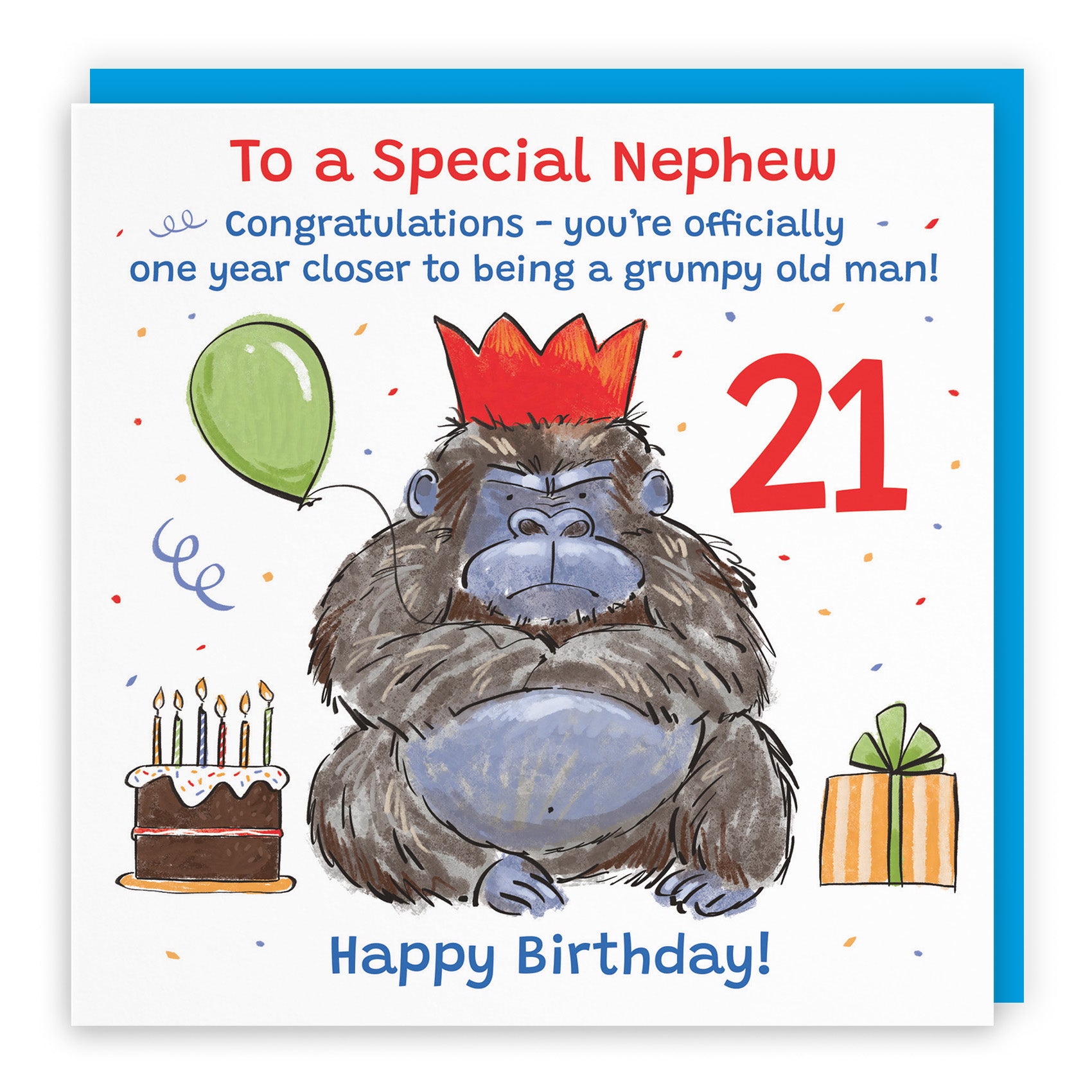 Male Grumpy Gorilla Birthday Card Animal Party