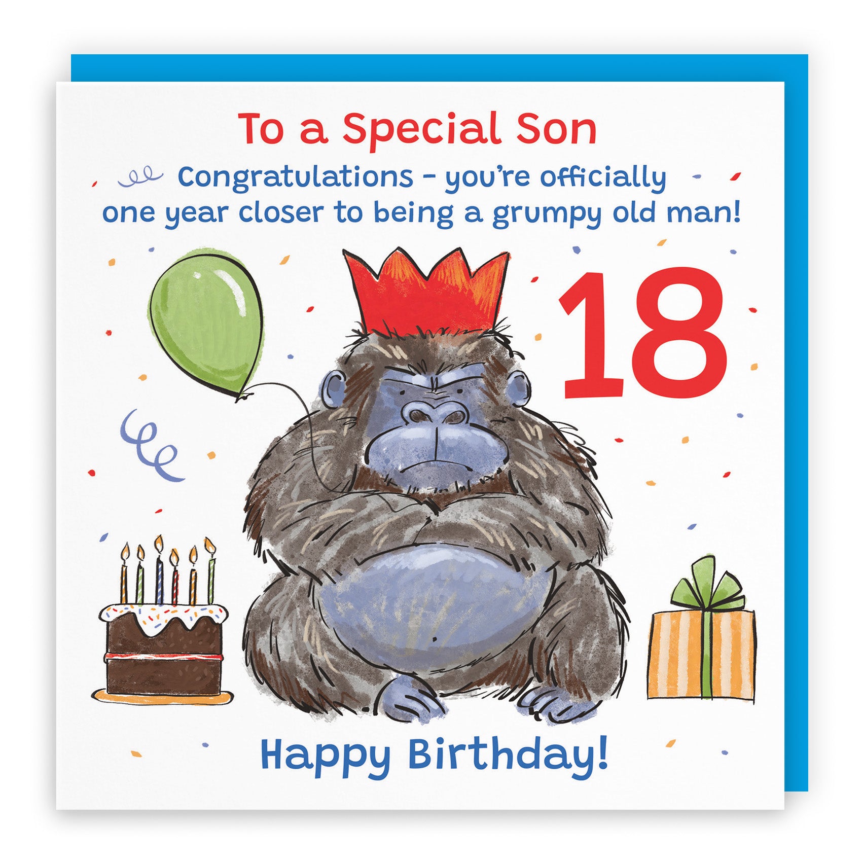 Male Grumpy Gorilla Birthday Card Animal Party