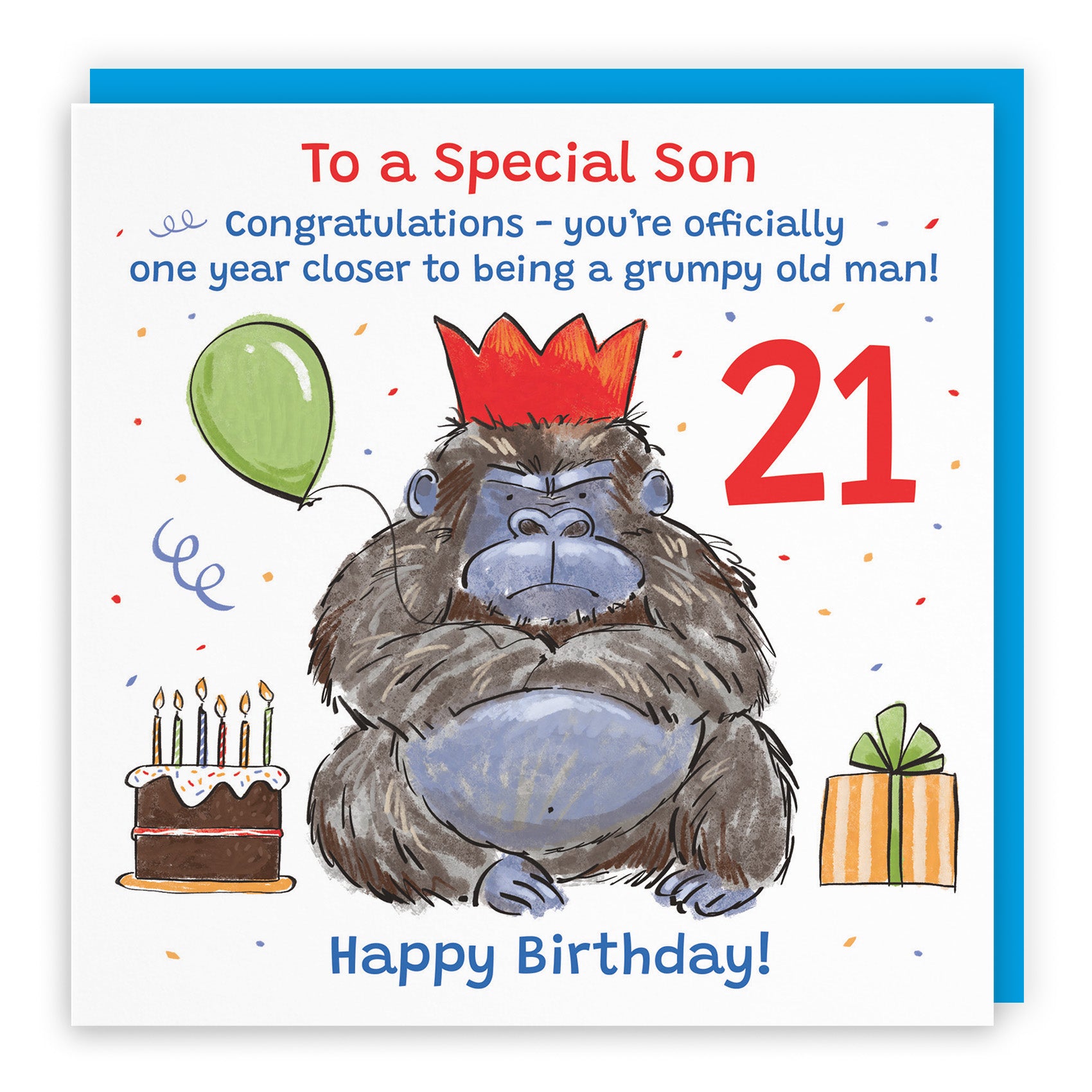 Male Grumpy Gorilla Birthday Card Animal Party