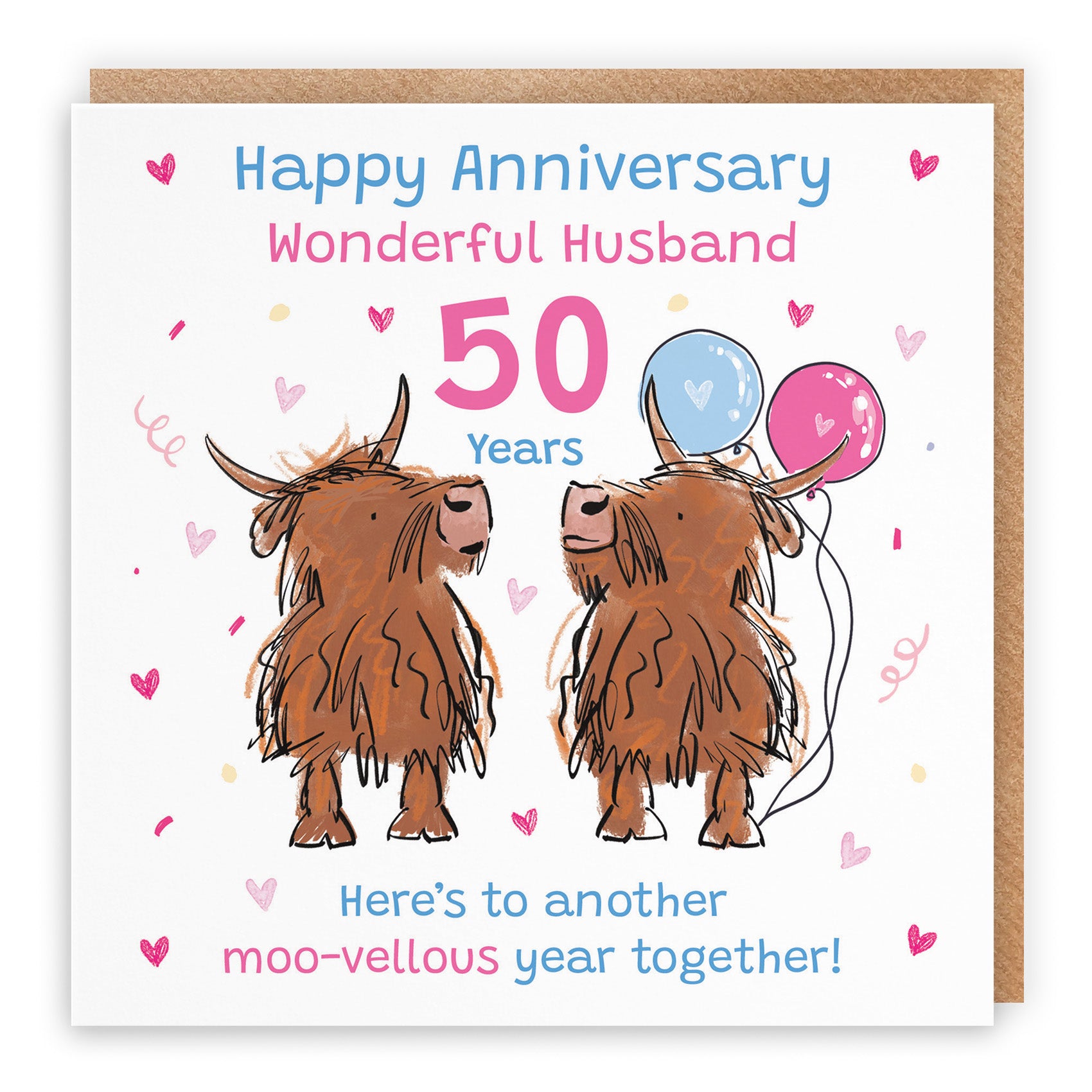 Highland Cows Anniversary Card Animal Party