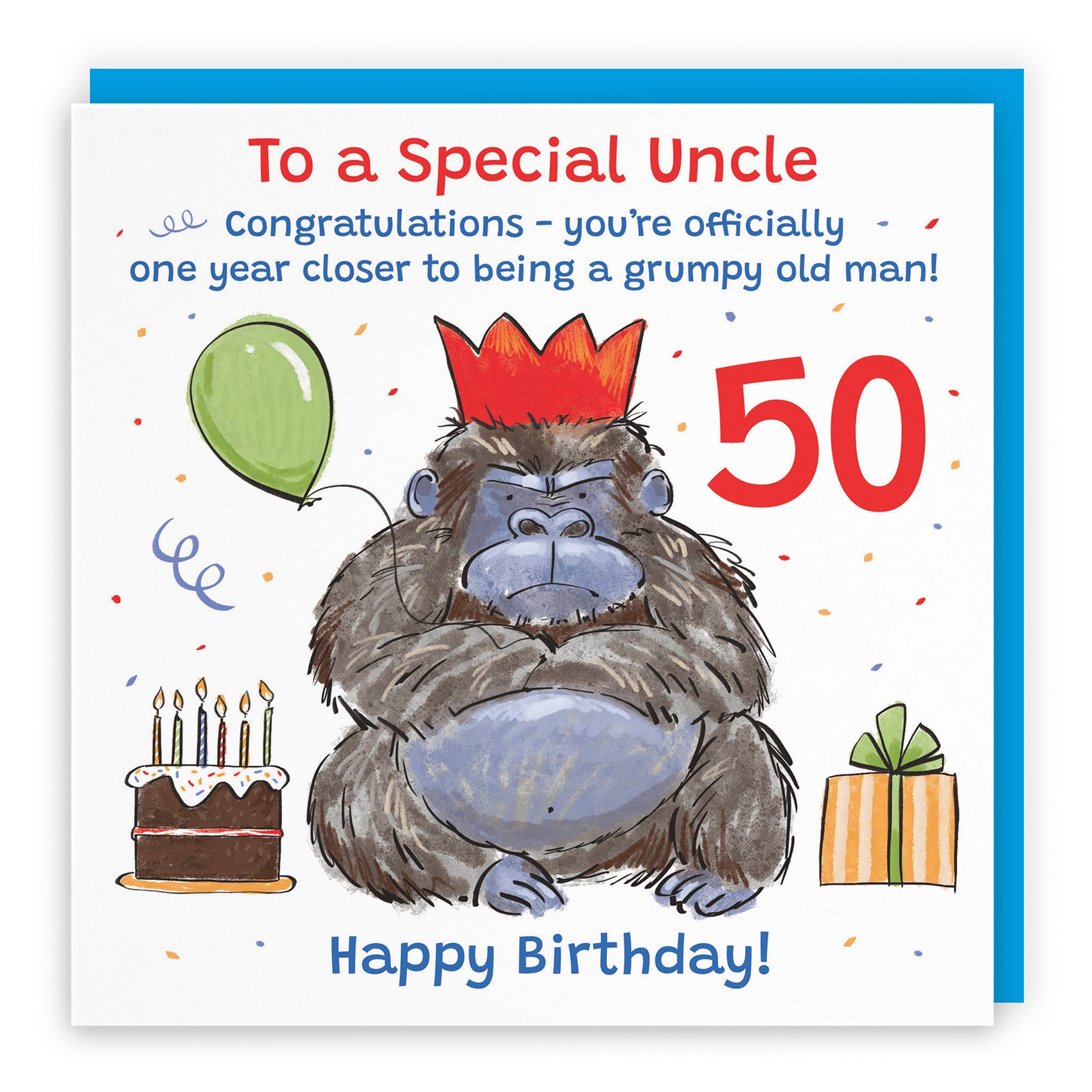 Male Grumpy Gorilla Birthday Card Animal Party