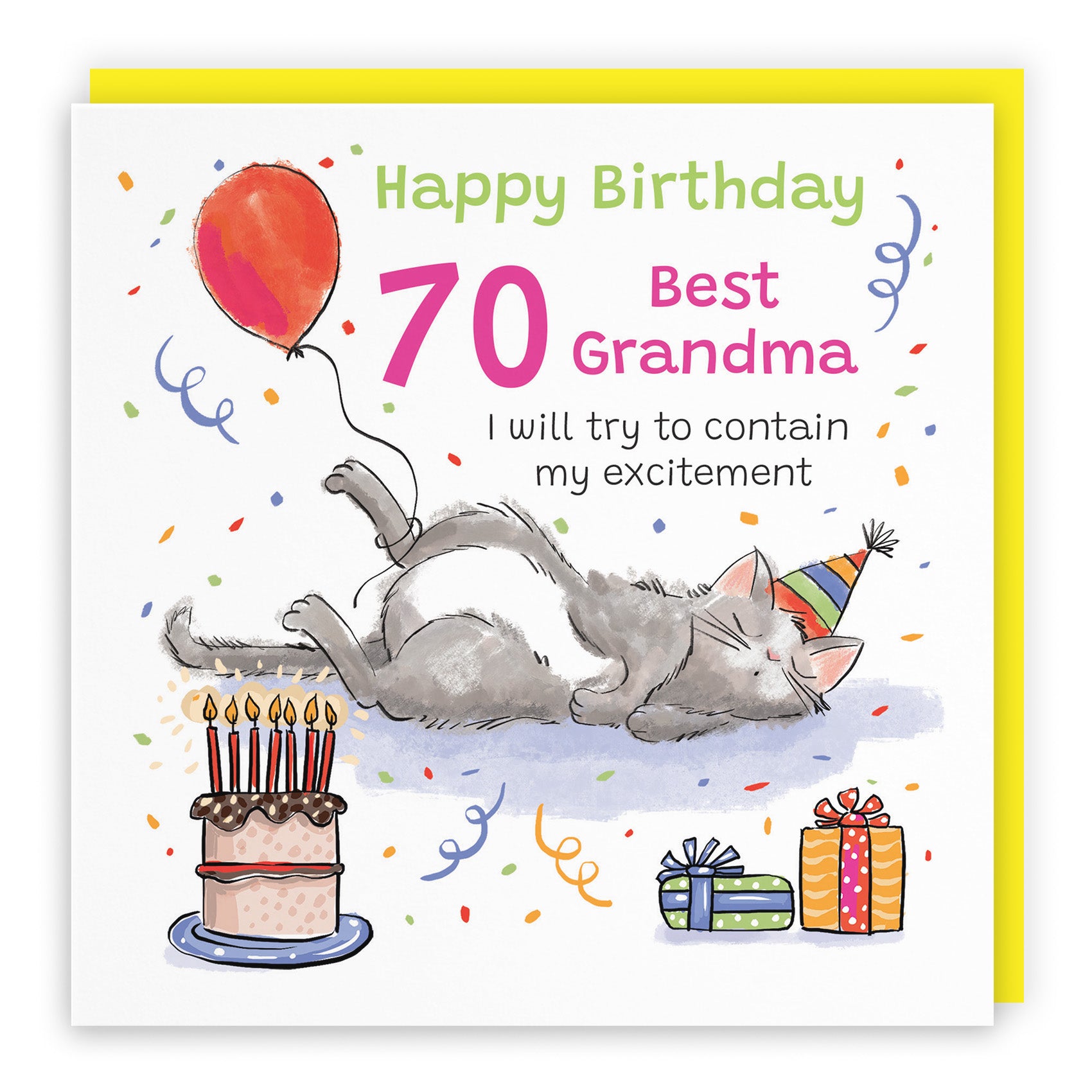 Sleepy Cat Birthday Card Animal Party
