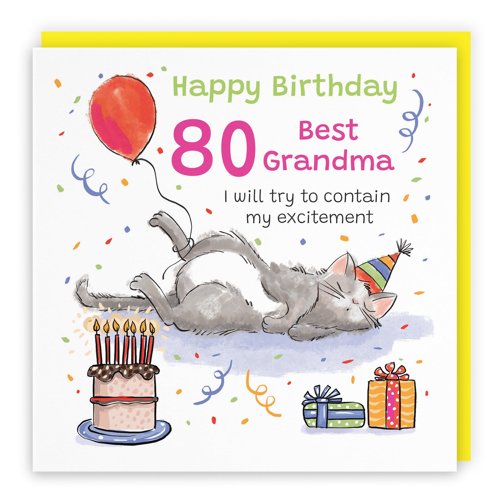 Sleepy Cat Birthday Card Animal Party